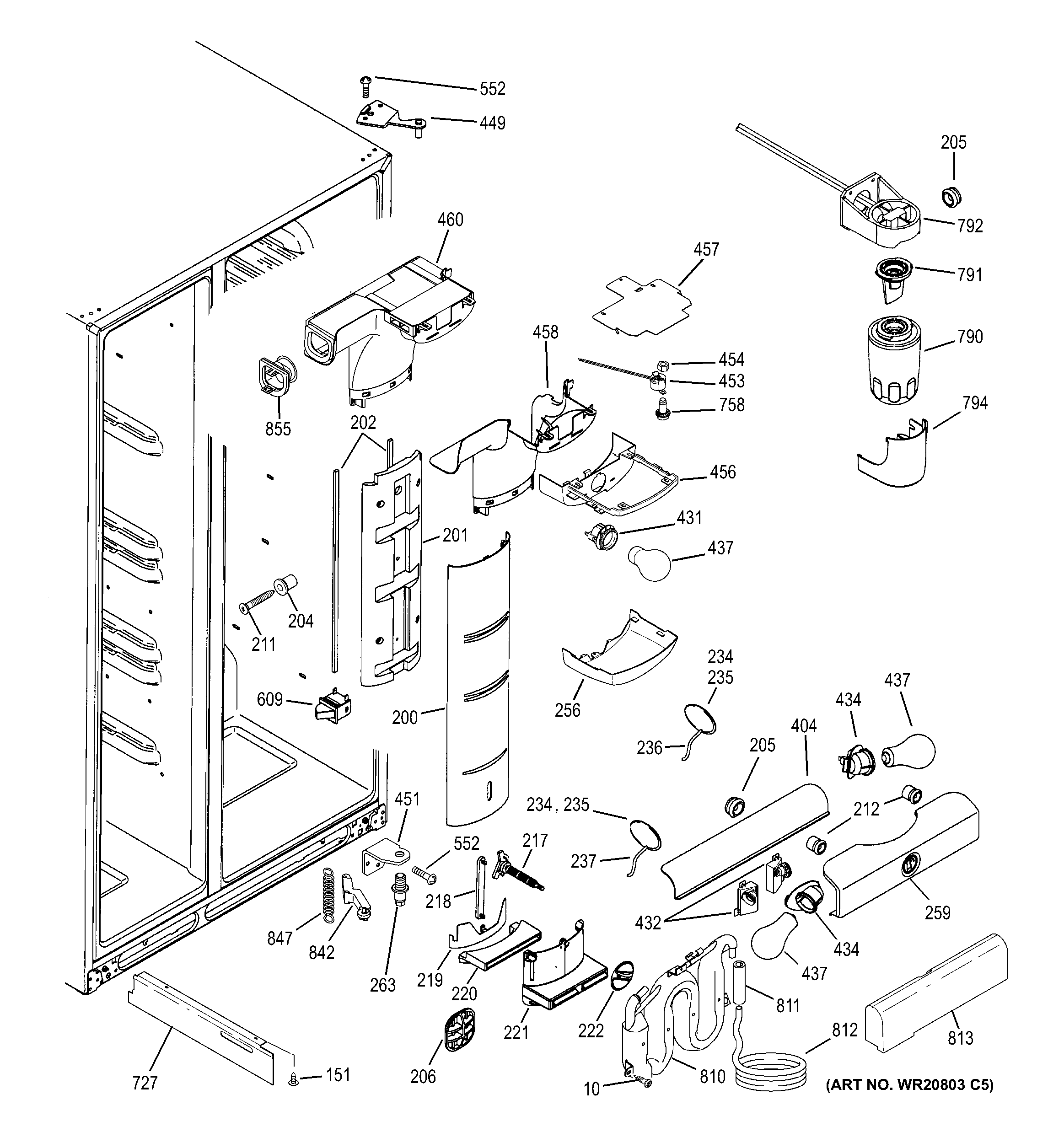 GE PZS23KPEBFWV fresh food section diagram
