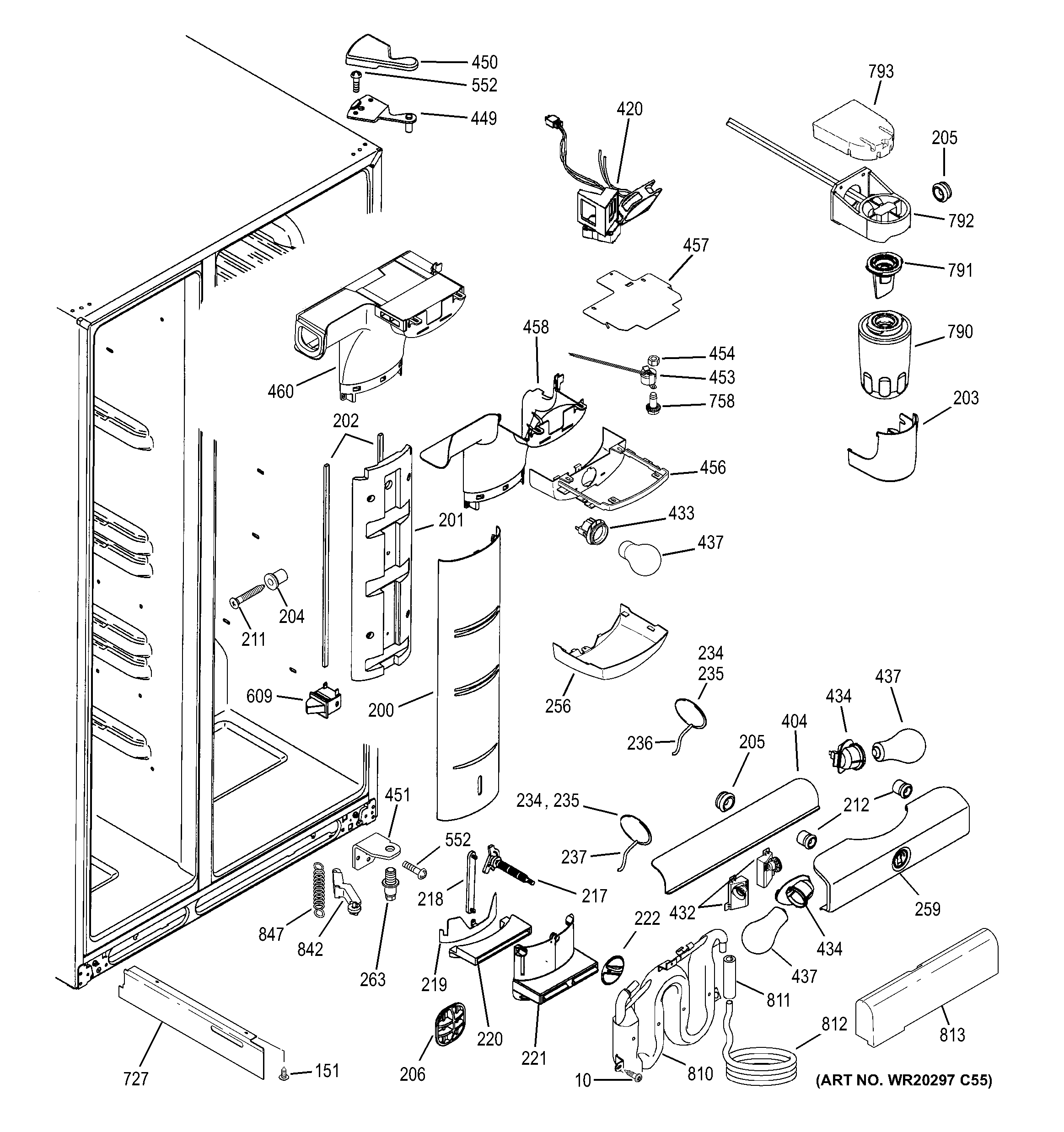 GE PZS23KSEBFSS fresh food section diagram