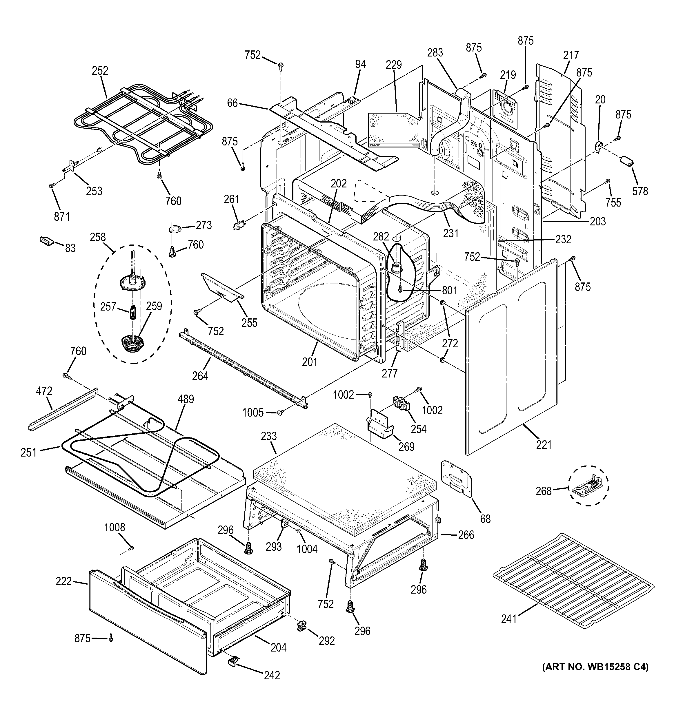 GE JB740SF1SS body parts diagram