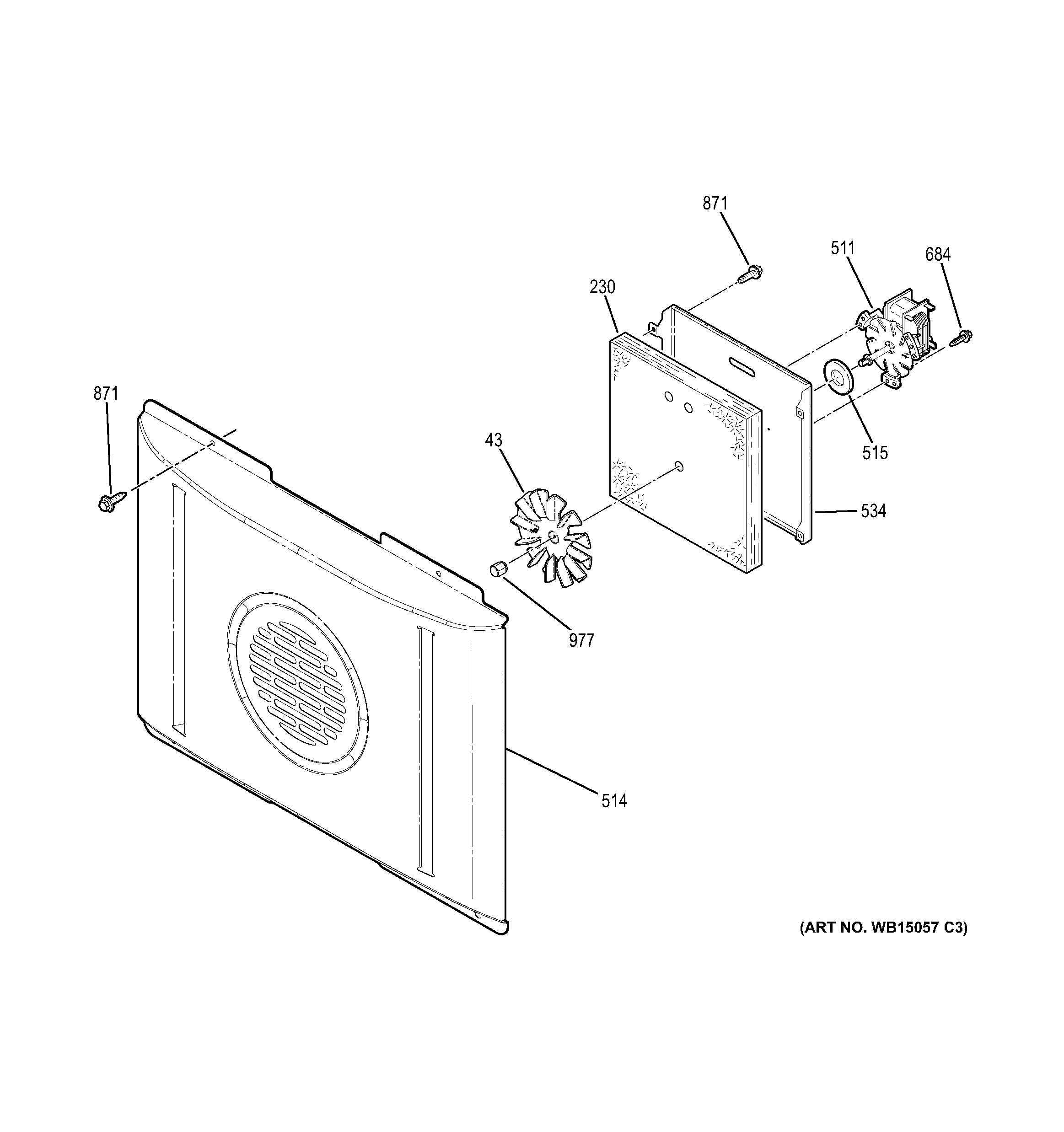 GE JB740SF1SS convection fan diagram