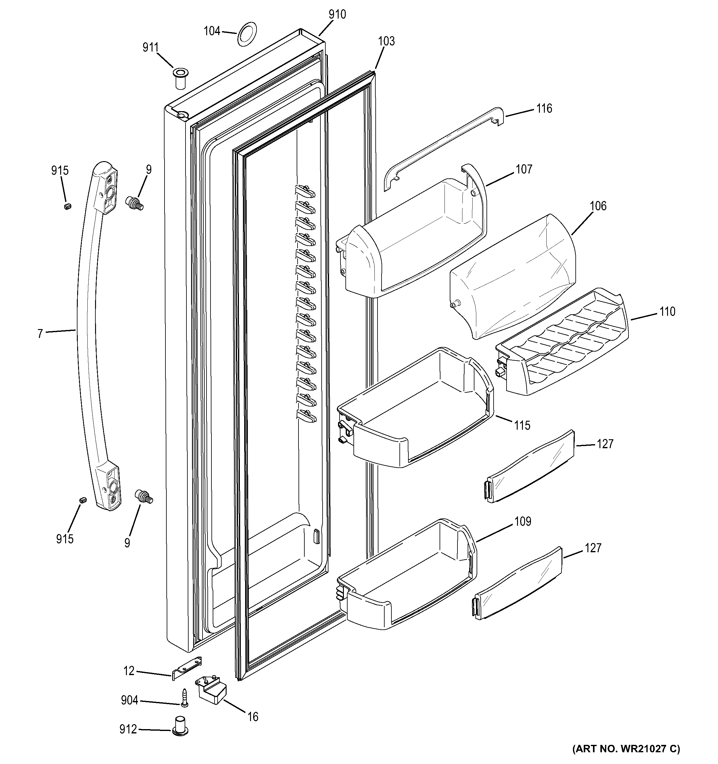 GE GSE26HSEBHSS fresh food door diagram