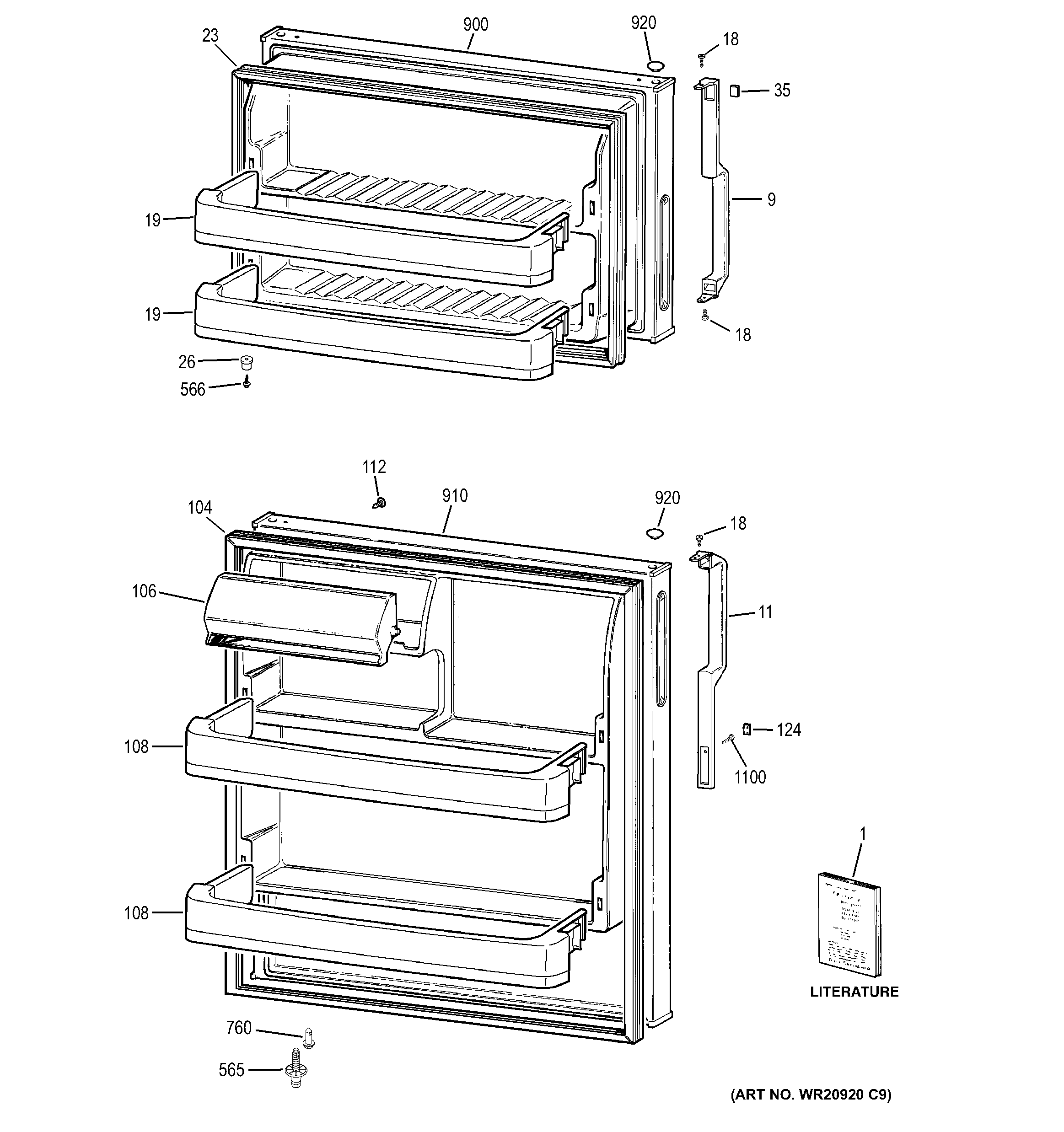 GE GTH16BBXDLWW doors diagram