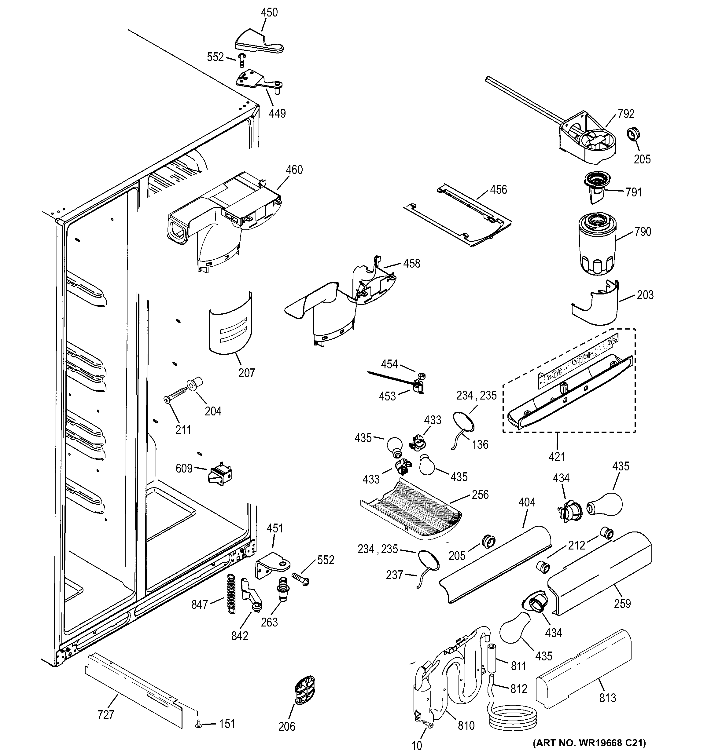 GE DSS25KGREBB fresh food section diagram