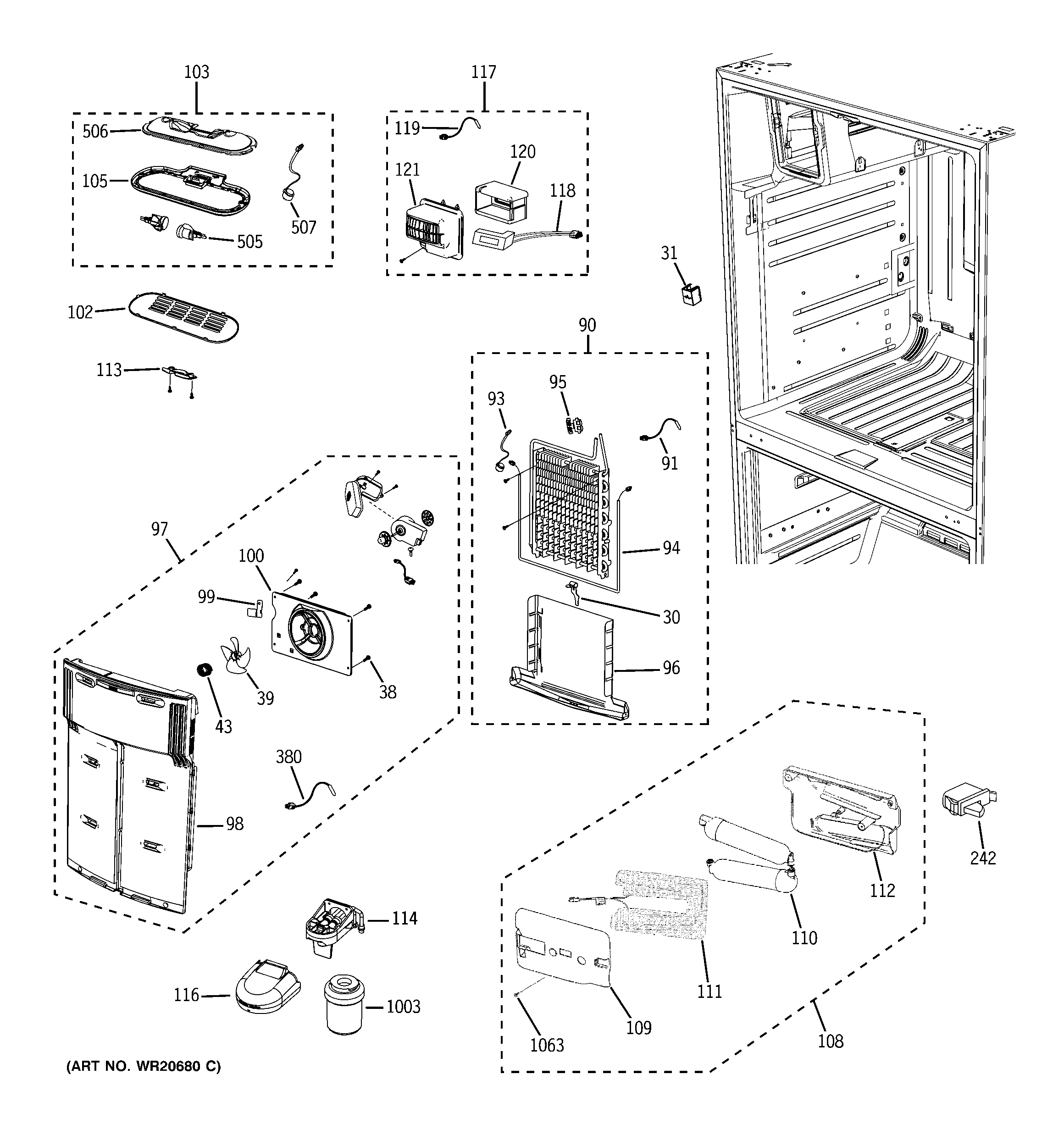 GE GFSS6KKYCSS fresh food section diagram