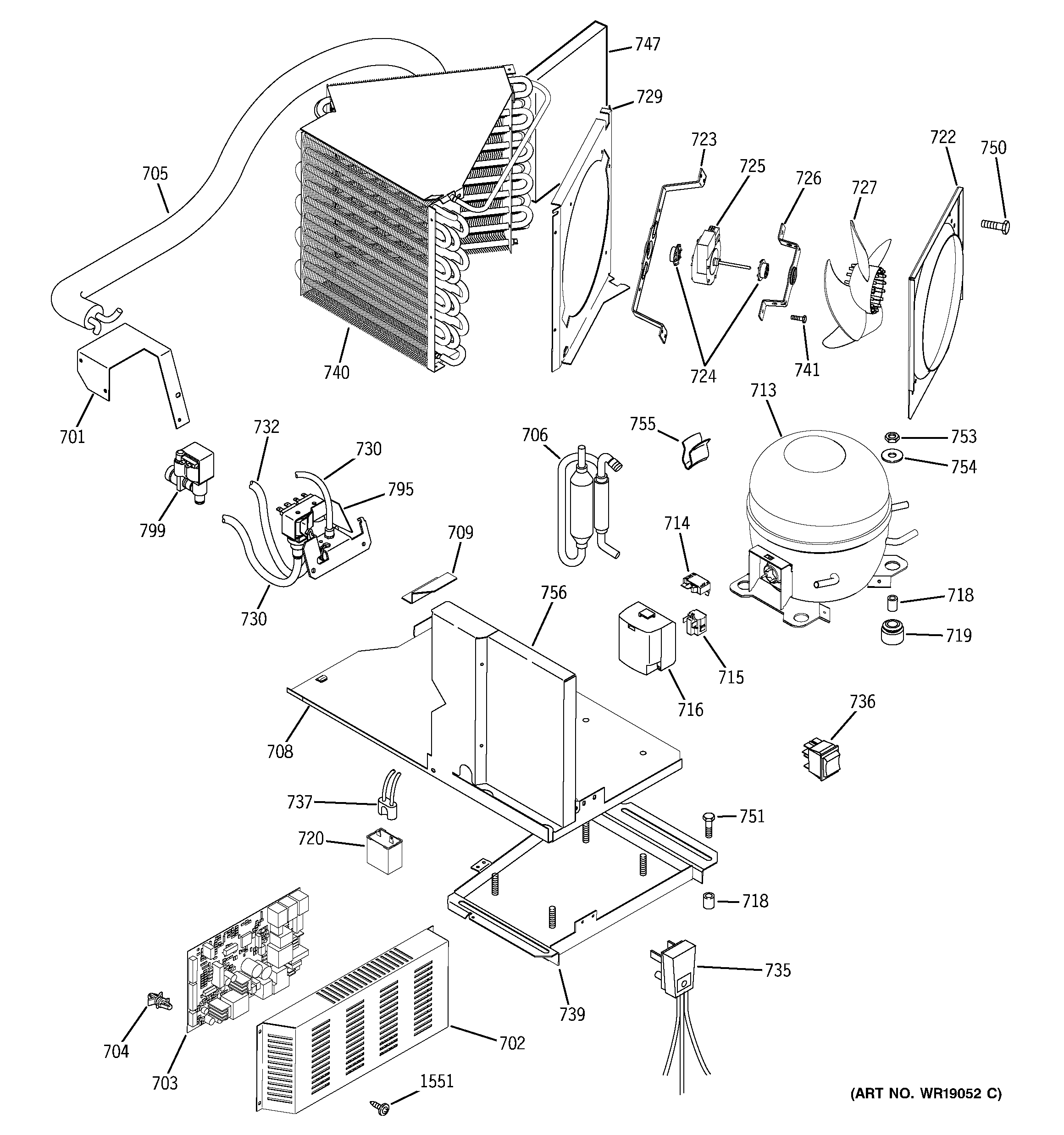 GE ZISB480DMA sealed system & mother board diagram