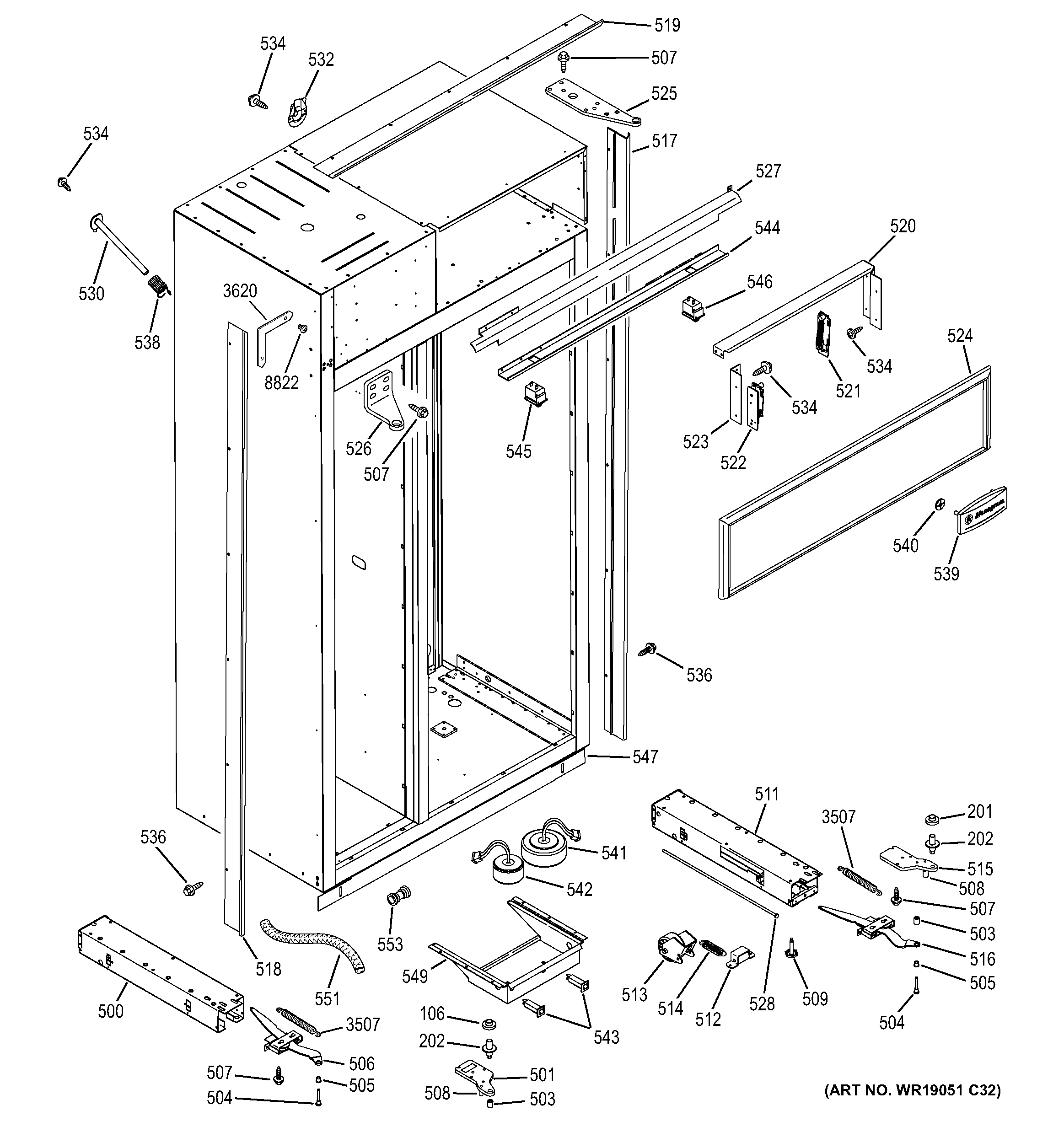 GE ZISB480DMA case parts diagram