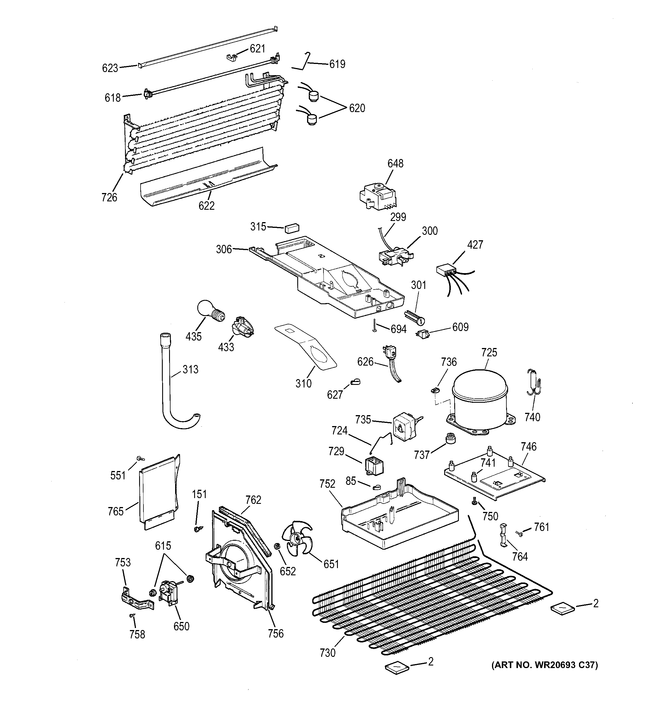 GE GTH18GCDERBB unit parts diagram