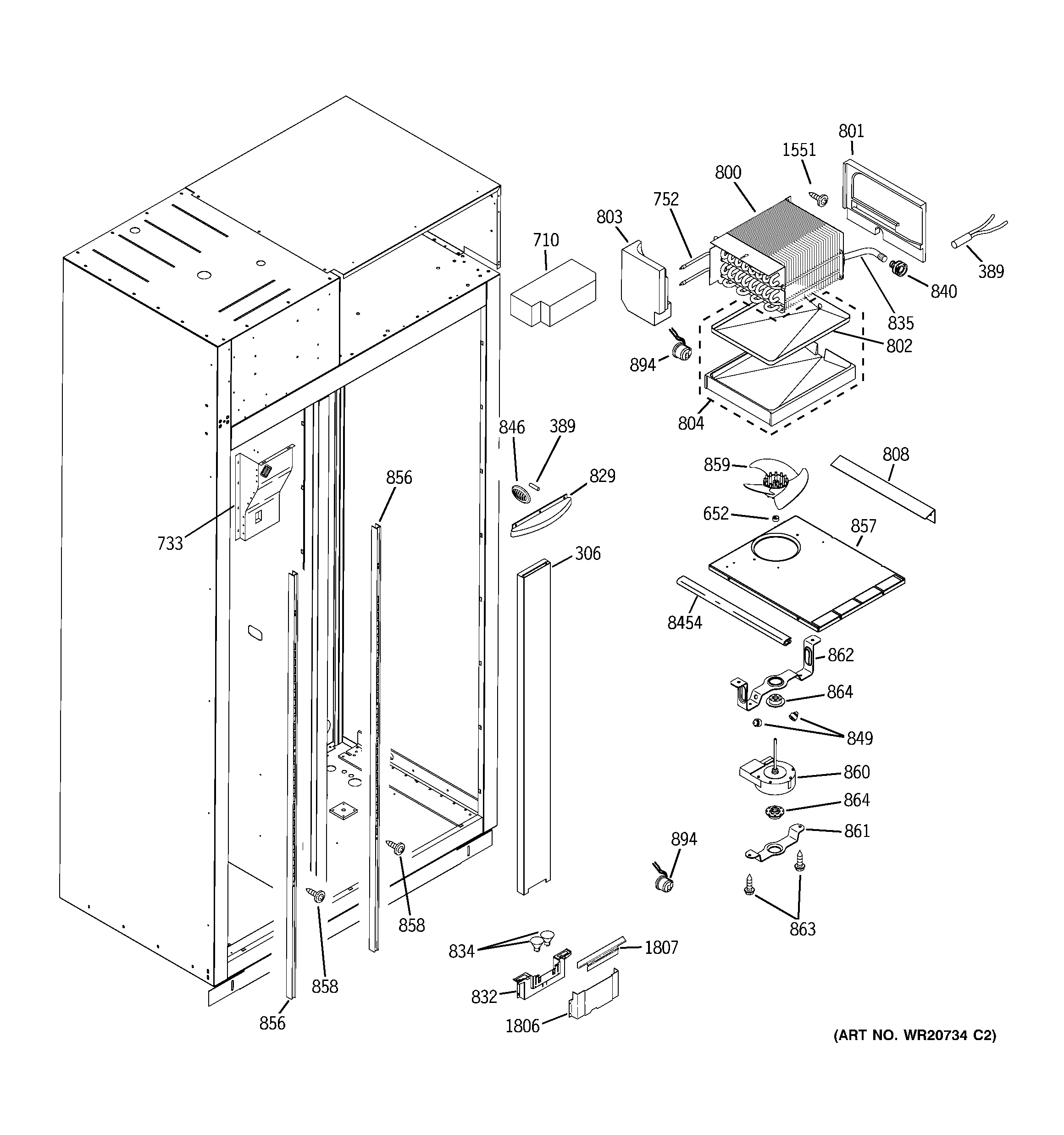 GE ZISP420DTBSS freezer section diagram