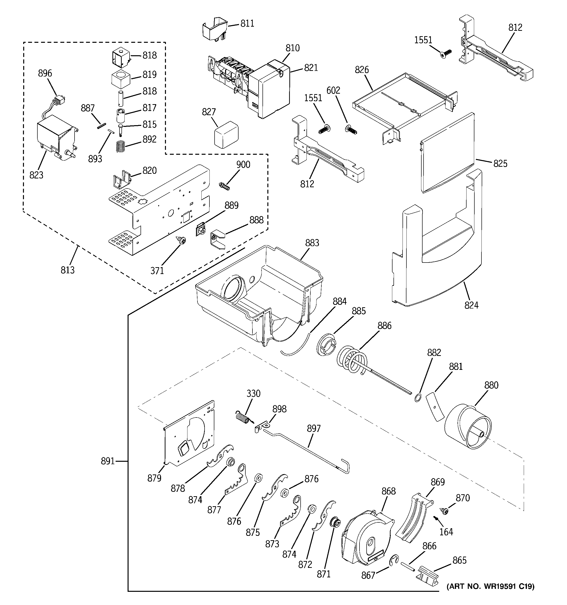 GE ZISP420DTBSS ice maker & dispenser diagram