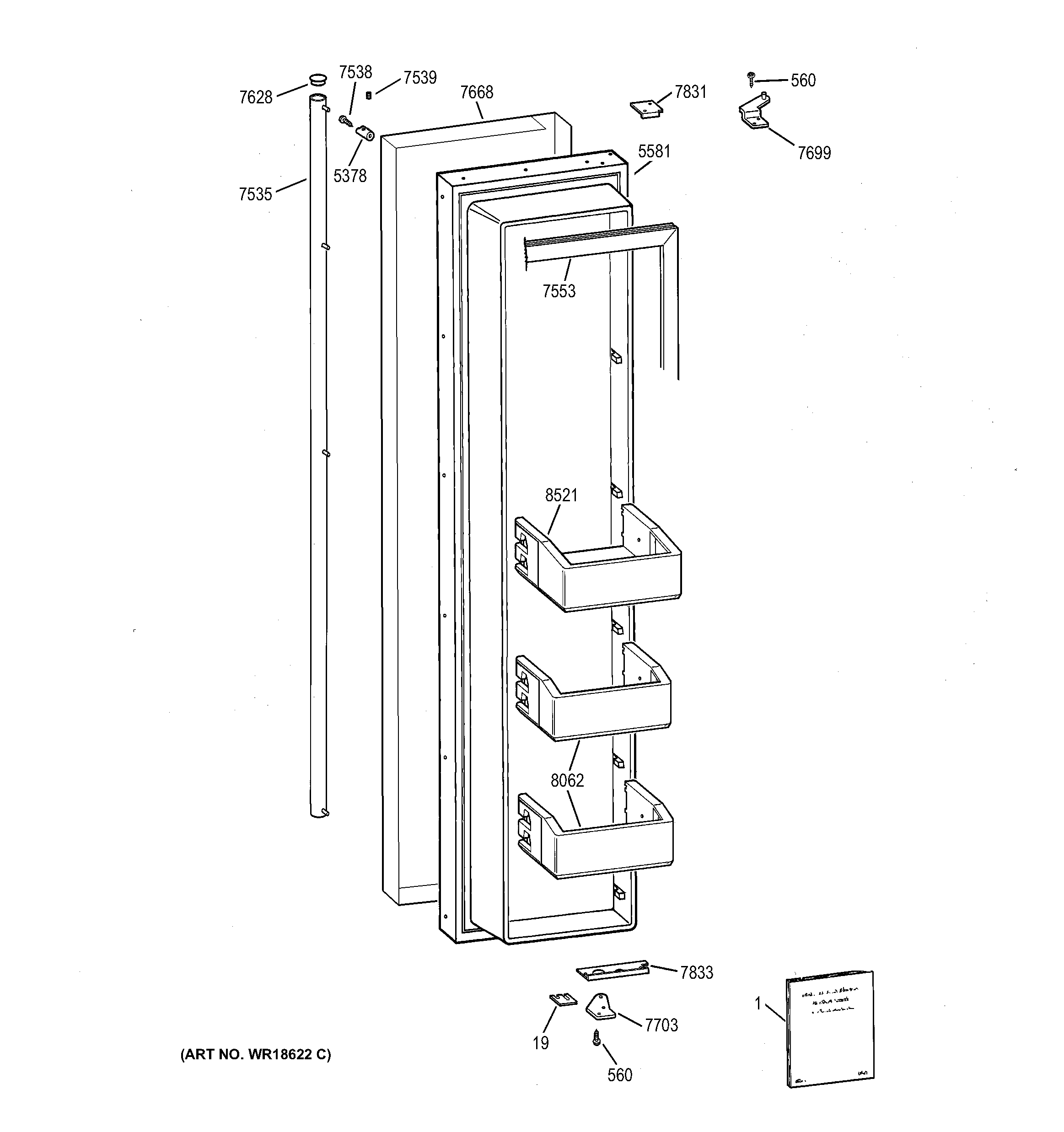 GE ZISS48NCASS freezer door diagram