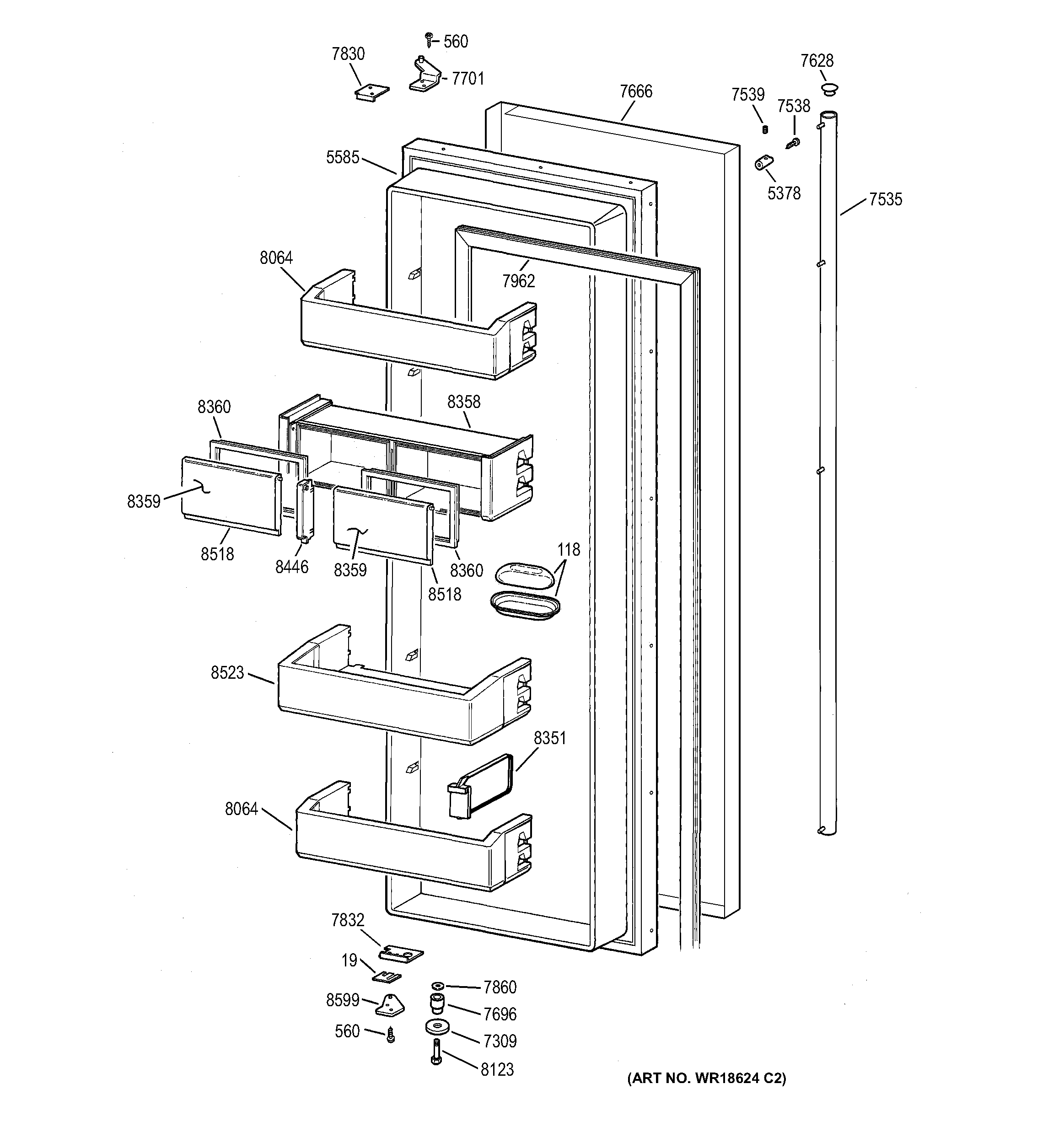 GE ZISS48NCASS fresh food door diagram
