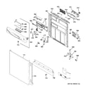 GE GDWF150V55ES escutcheon & door assembly diagram