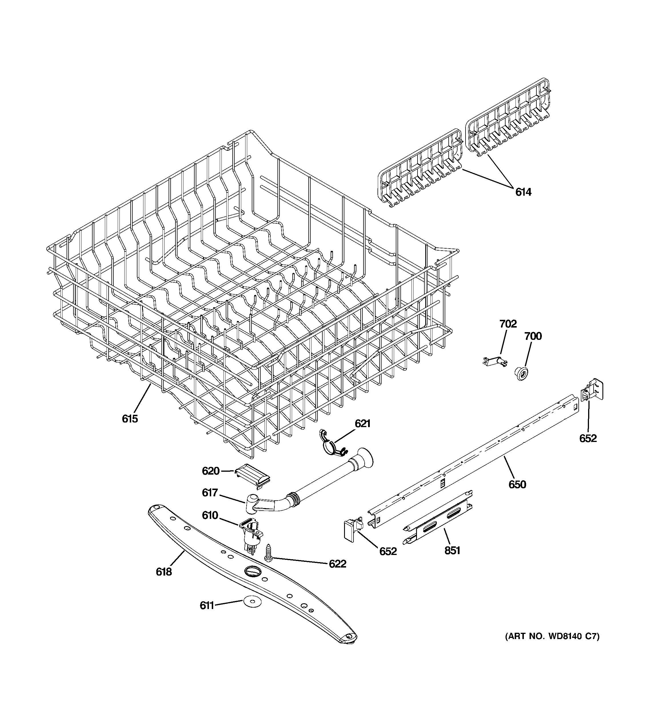 GE ZBD6880N20SS upper rack assembly diagram