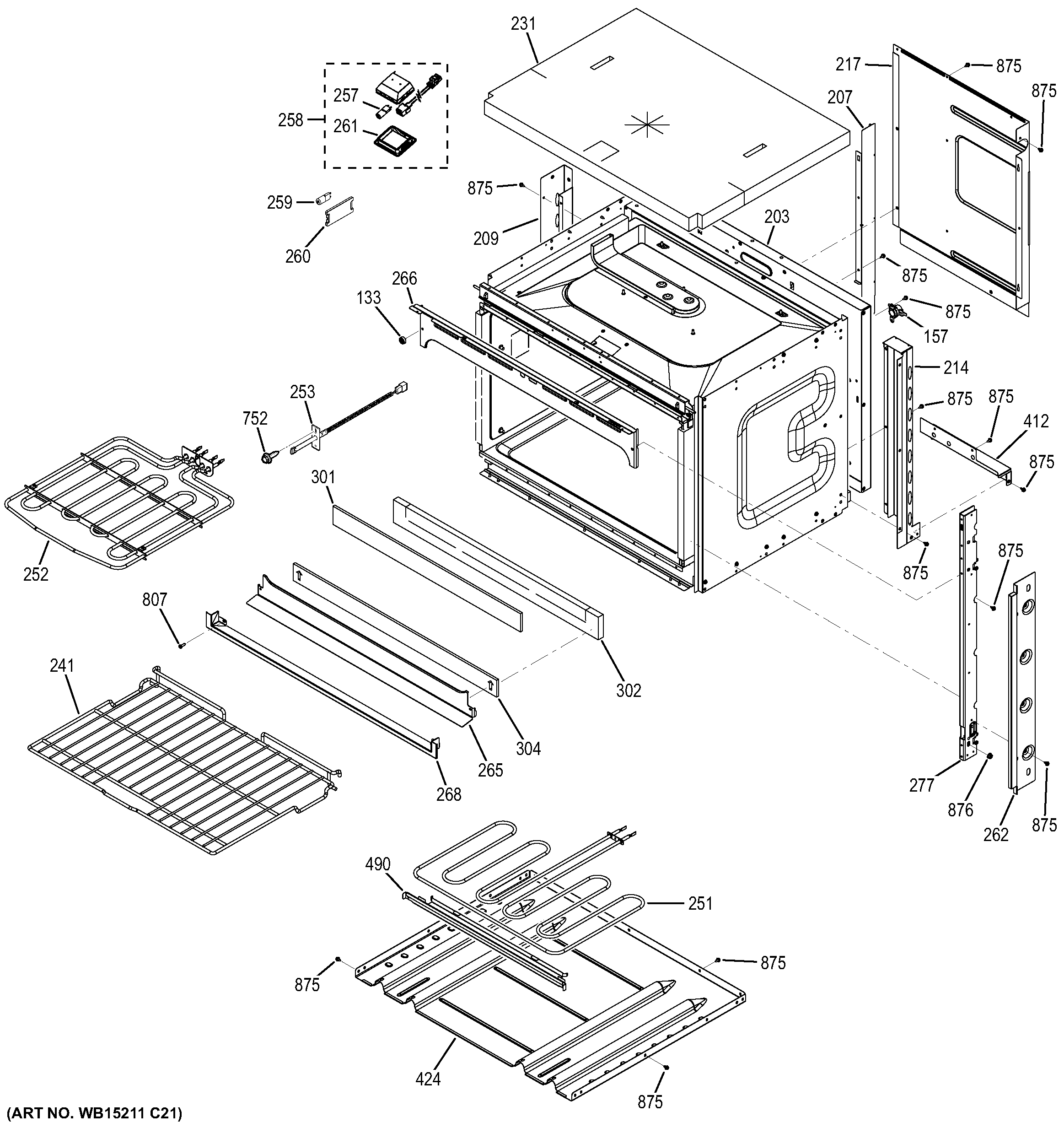 GE JCK5000DF1WW body parts diagram