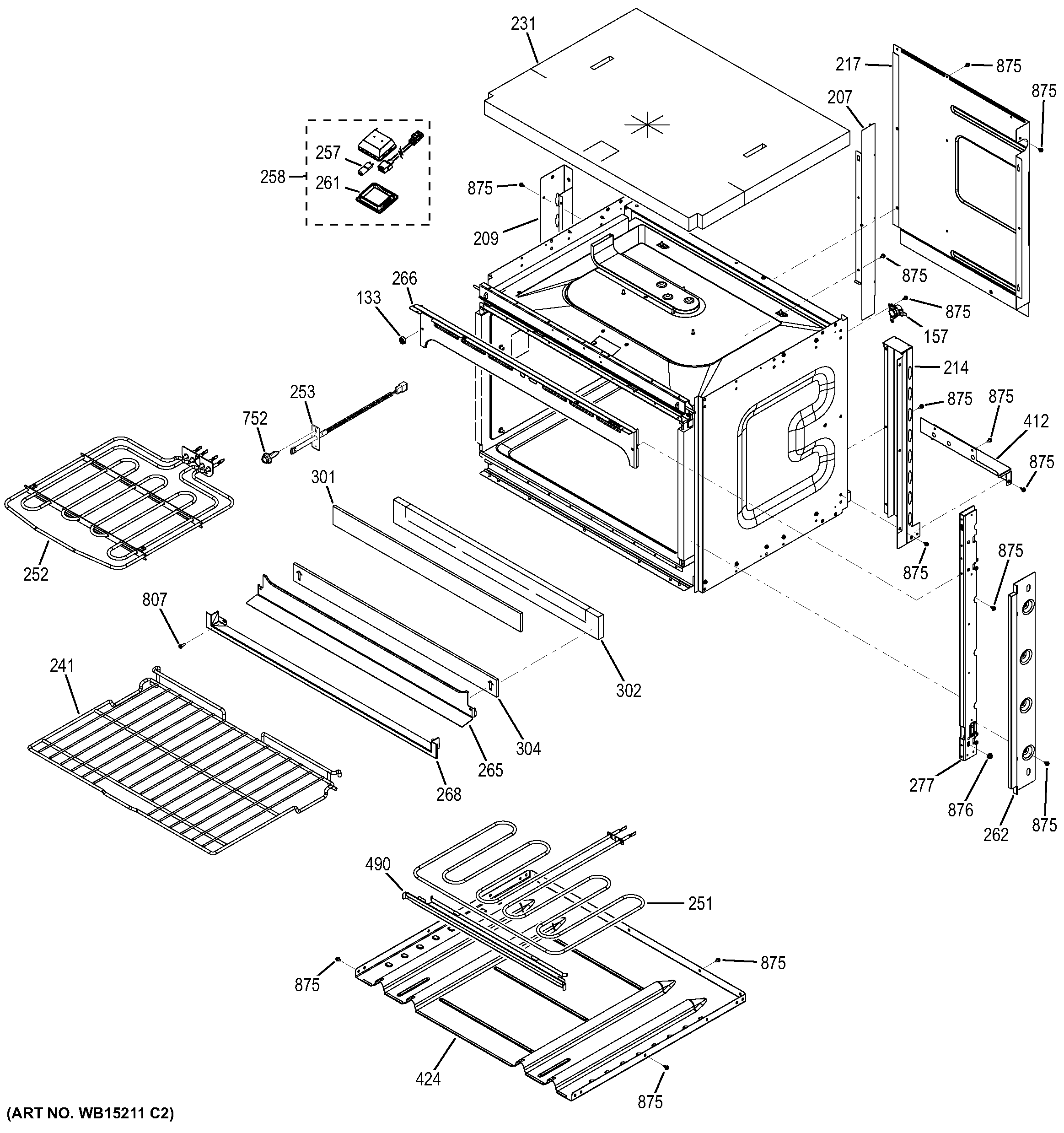 GE JCT5000DF1BB body parts diagram