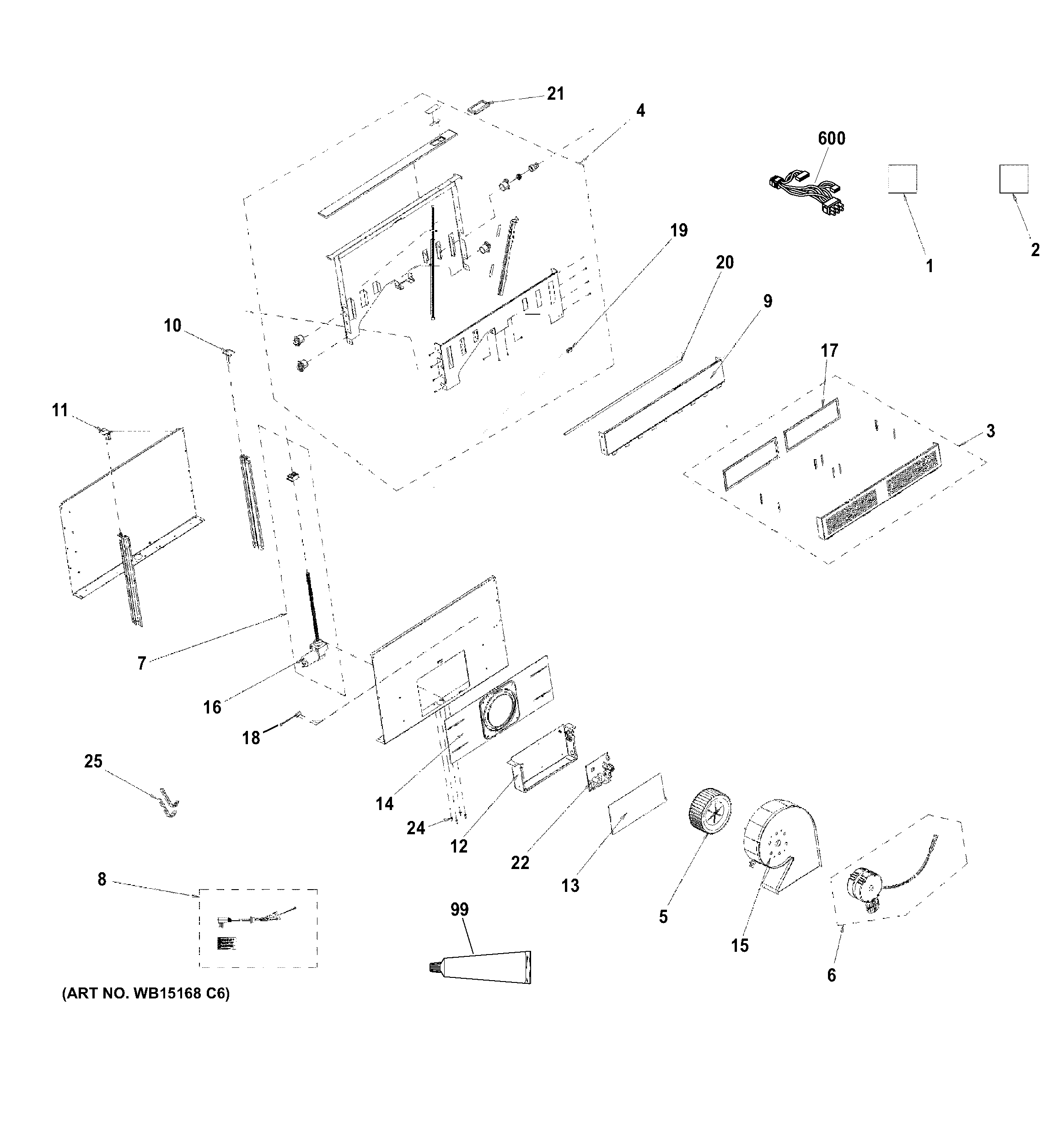 GE PVB94DT5BB range hood diagram