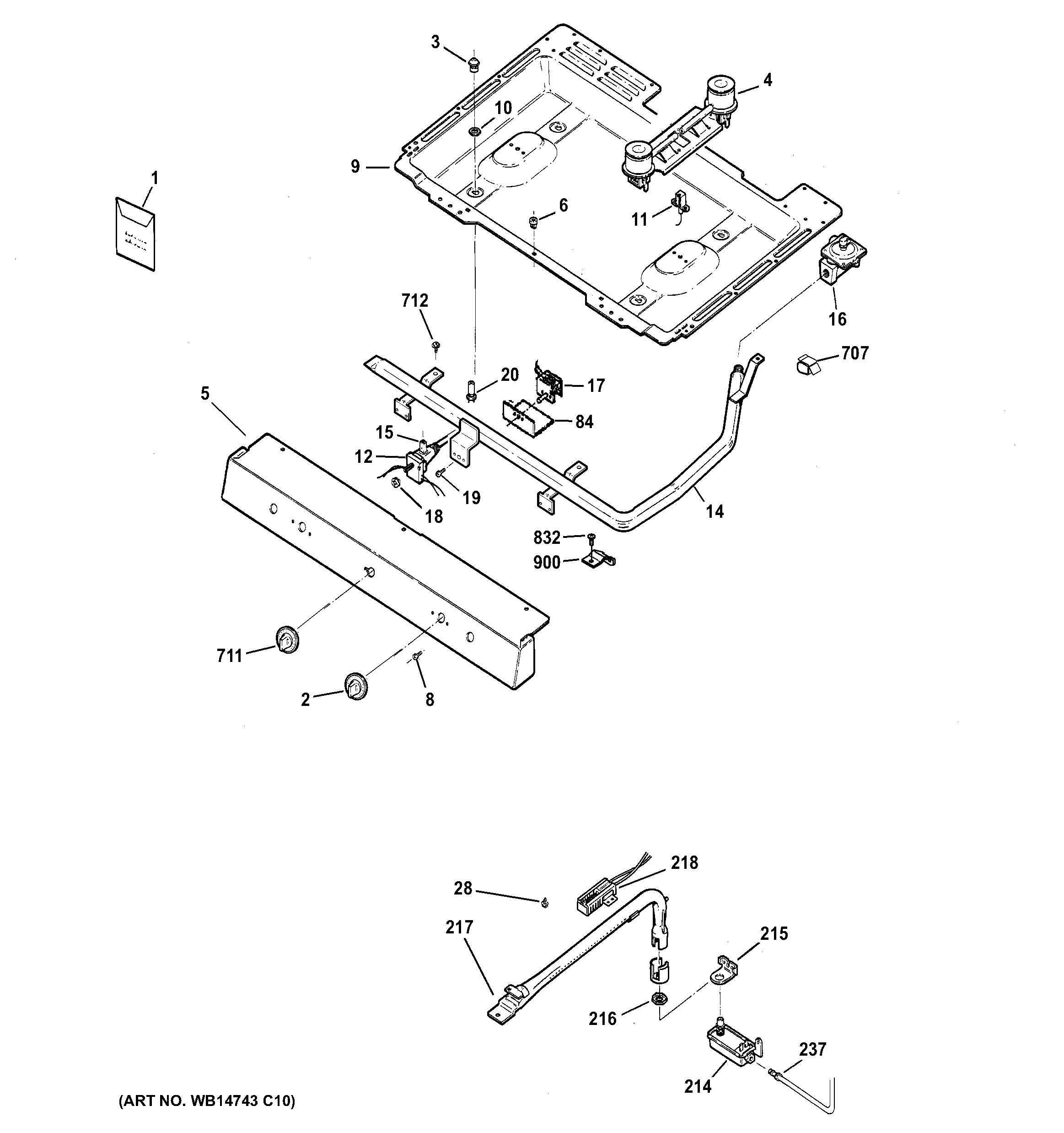 Hotpoint RGB525DED1WW gas & burner parts diagram