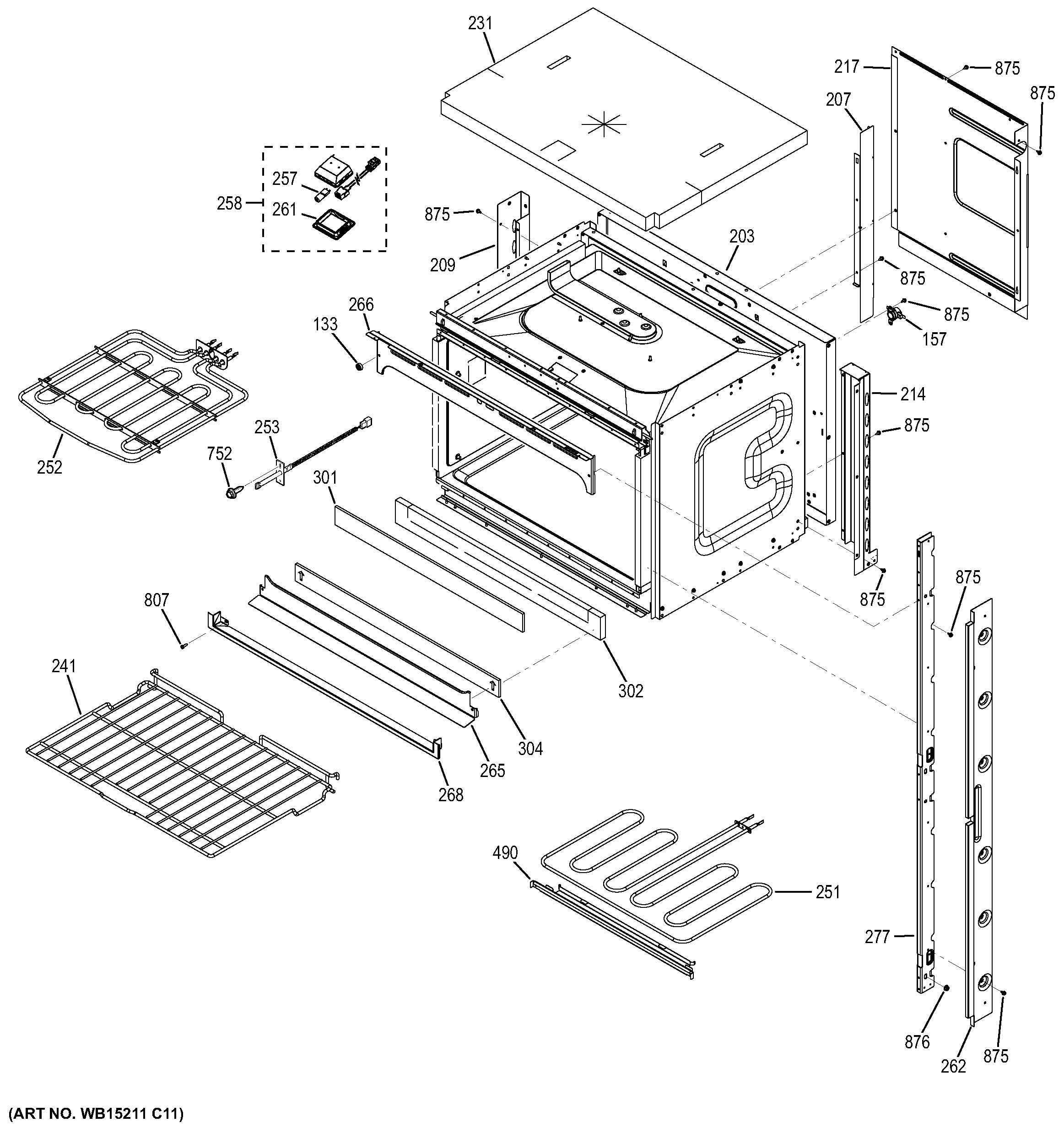 GE JT3500DF1BB upper oven diagram