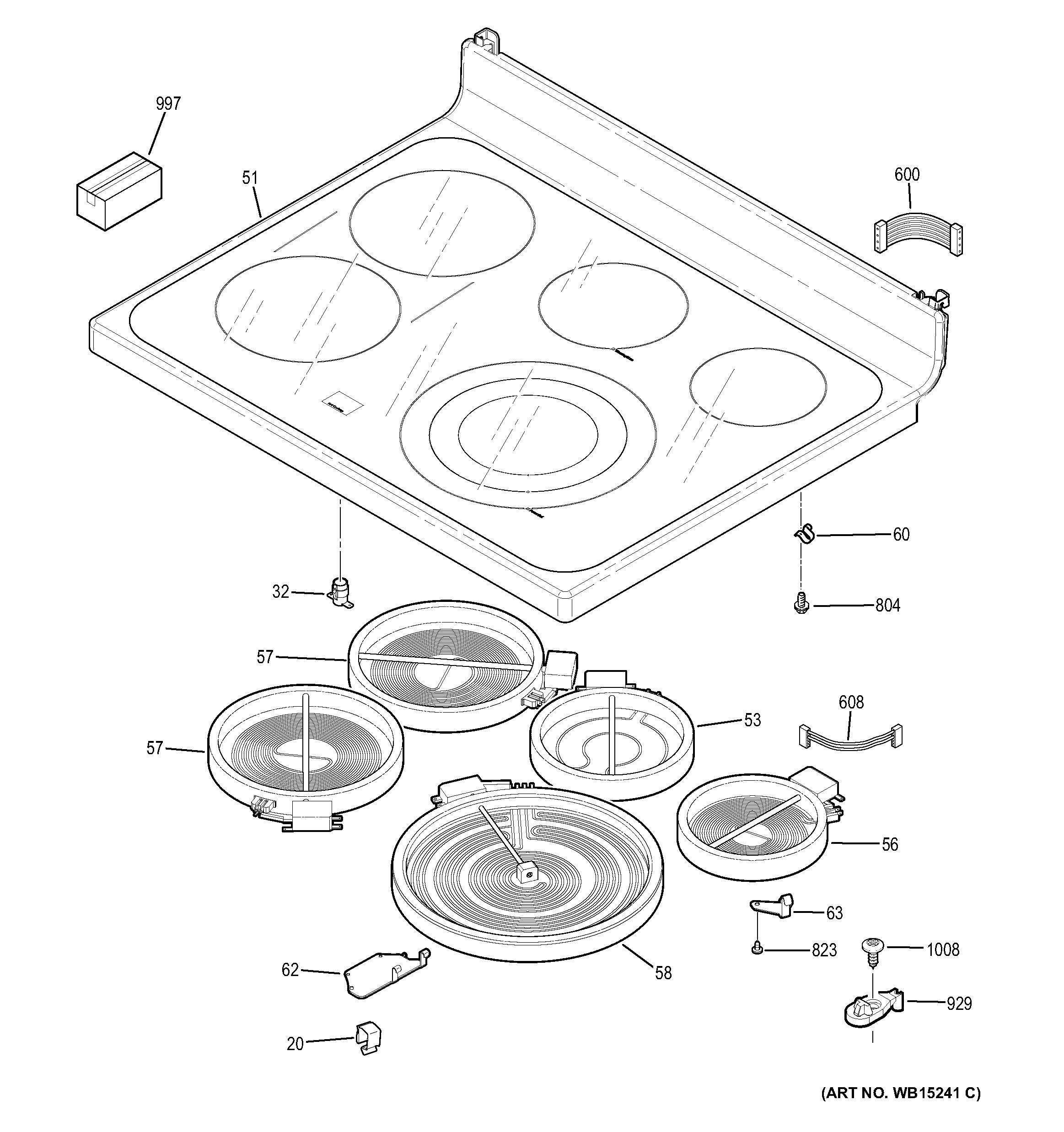 GE JB870SF1SS cooktop diagram
