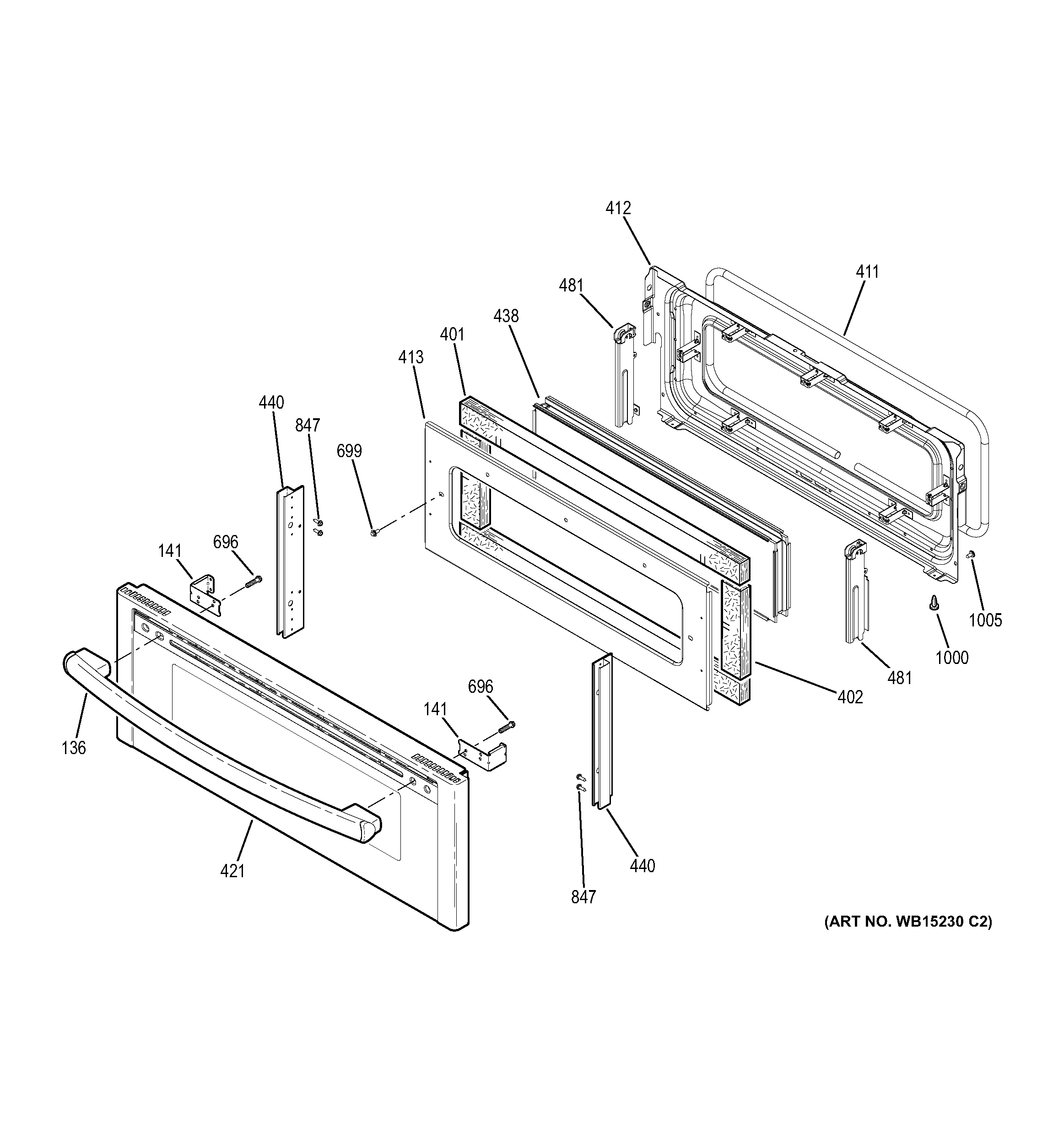 GE JB870SF1SS upper door diagram