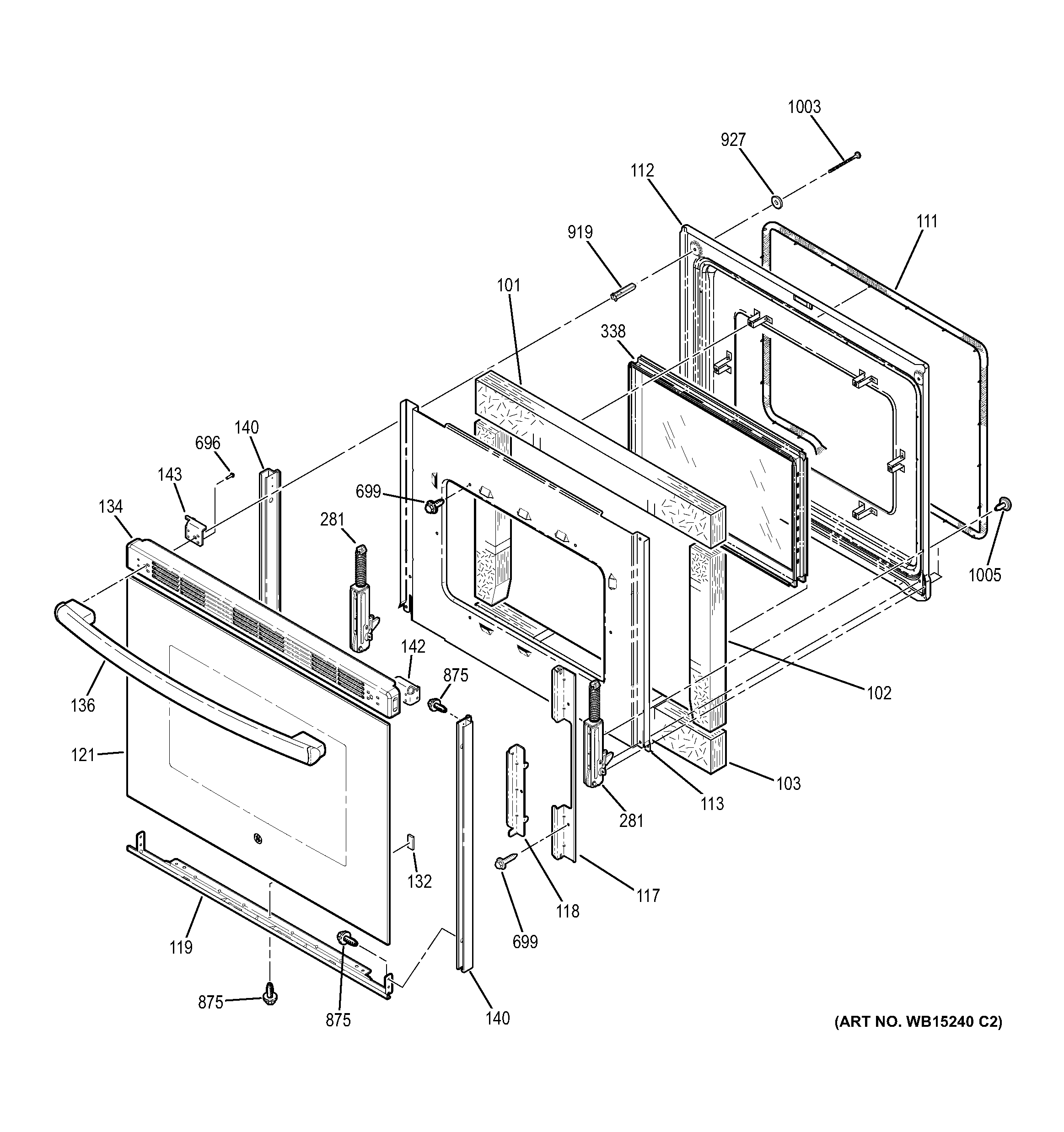 GE JB650DIF1BB door diagram