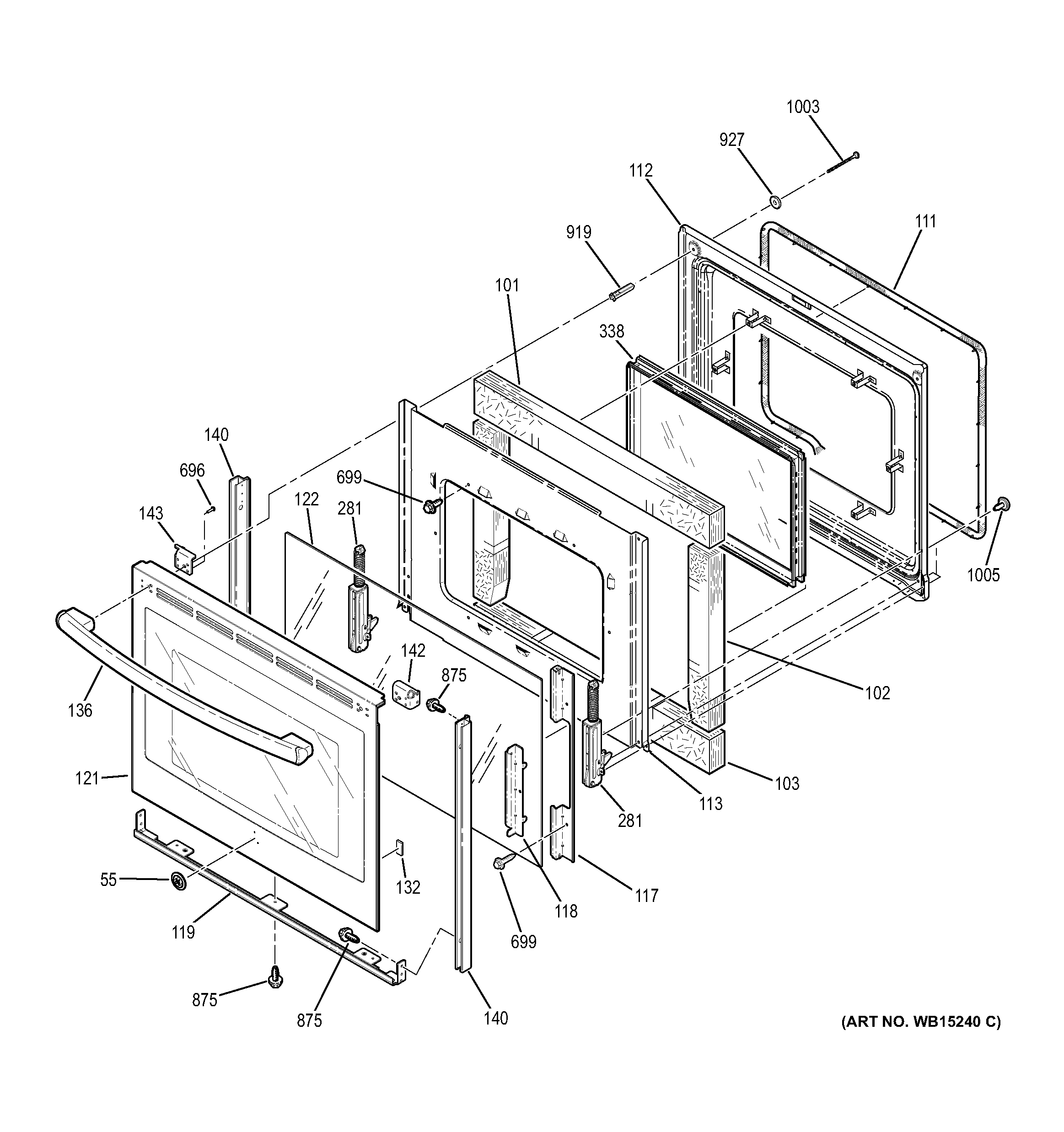 GE JB690SF1SS door diagram