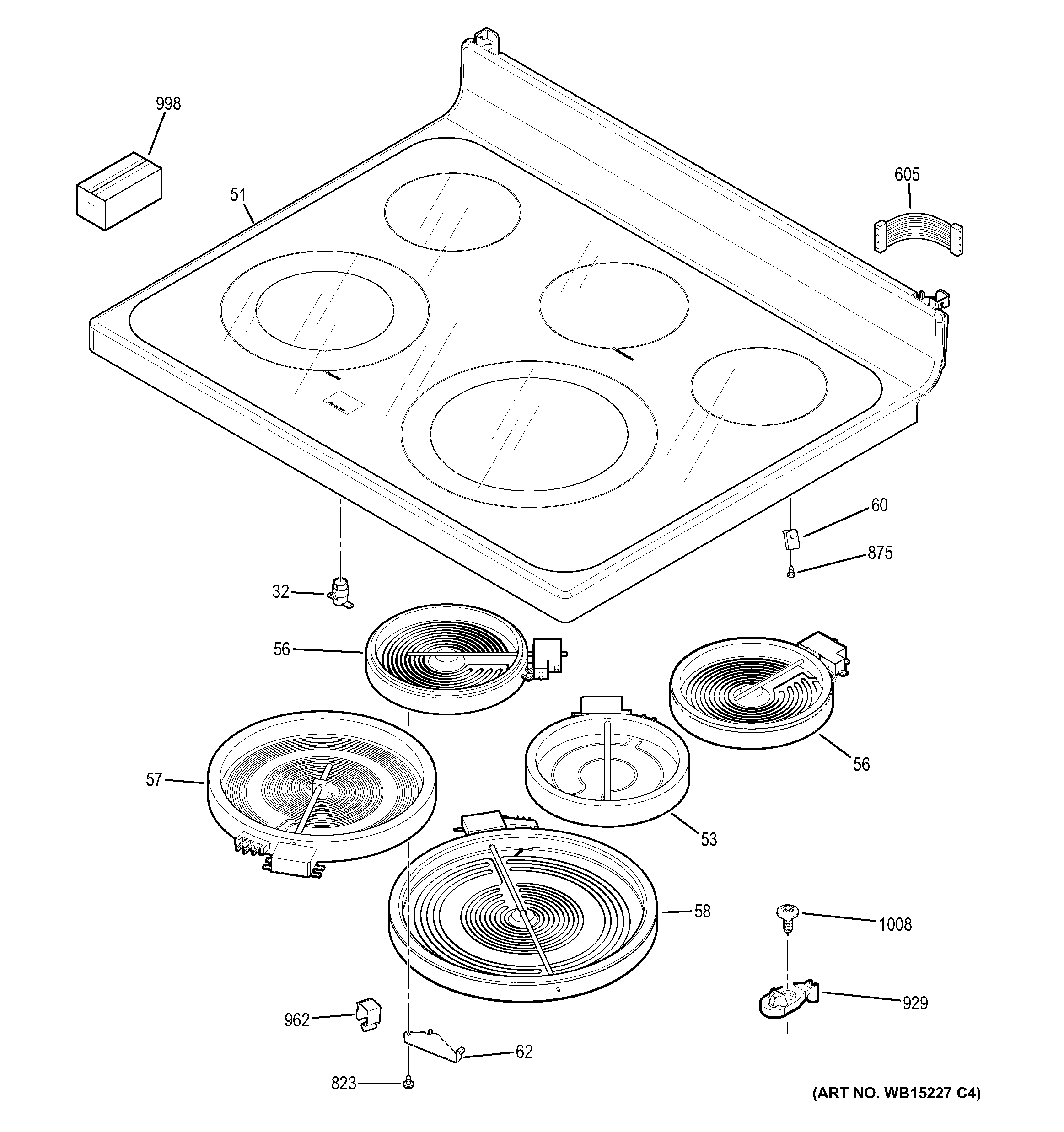 GE JB690SIF1SS cooktop diagram