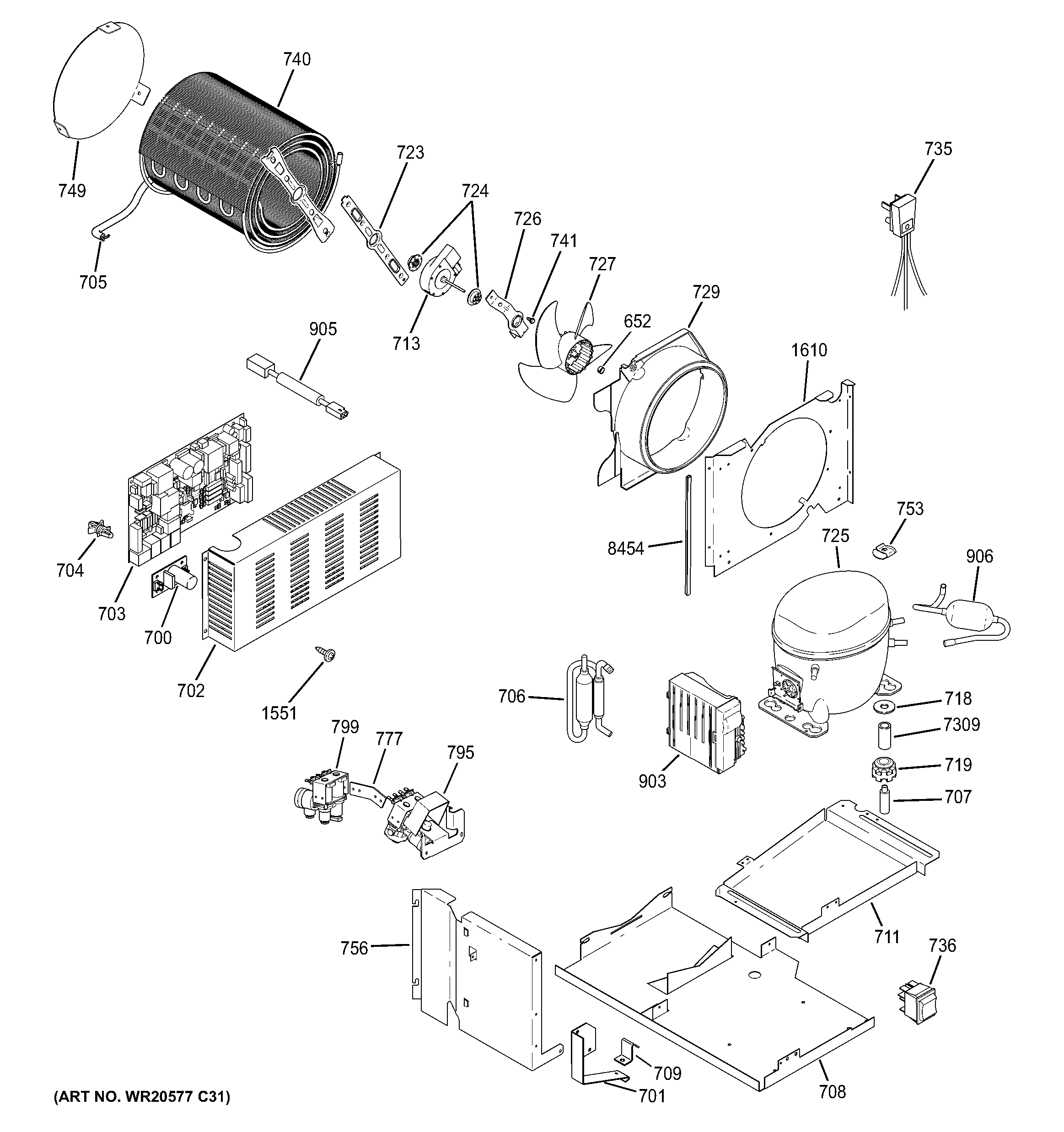 GE ZIS420NXB sealed system & mother board diagram