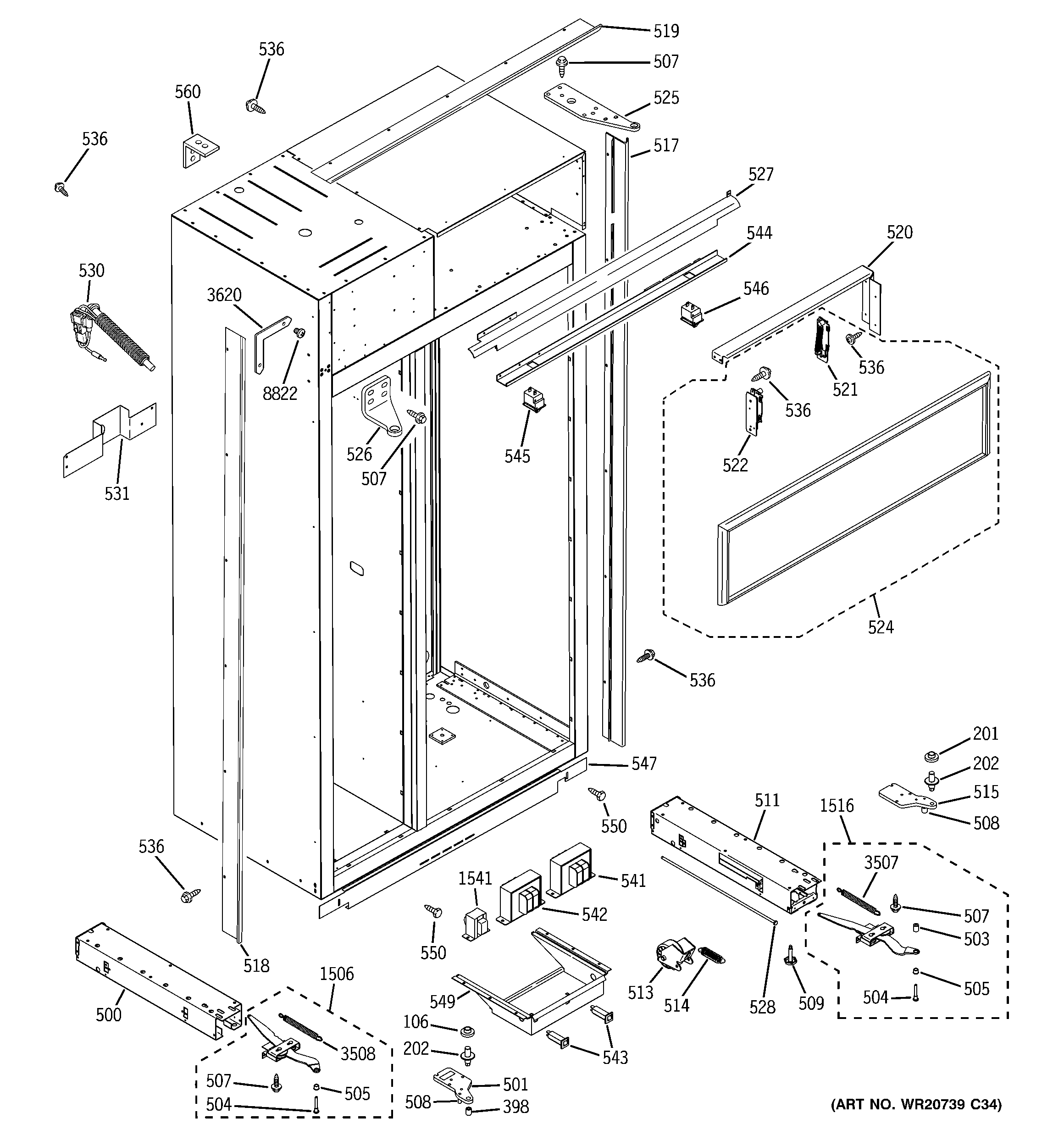 GE ZIS420NXB case parts diagram