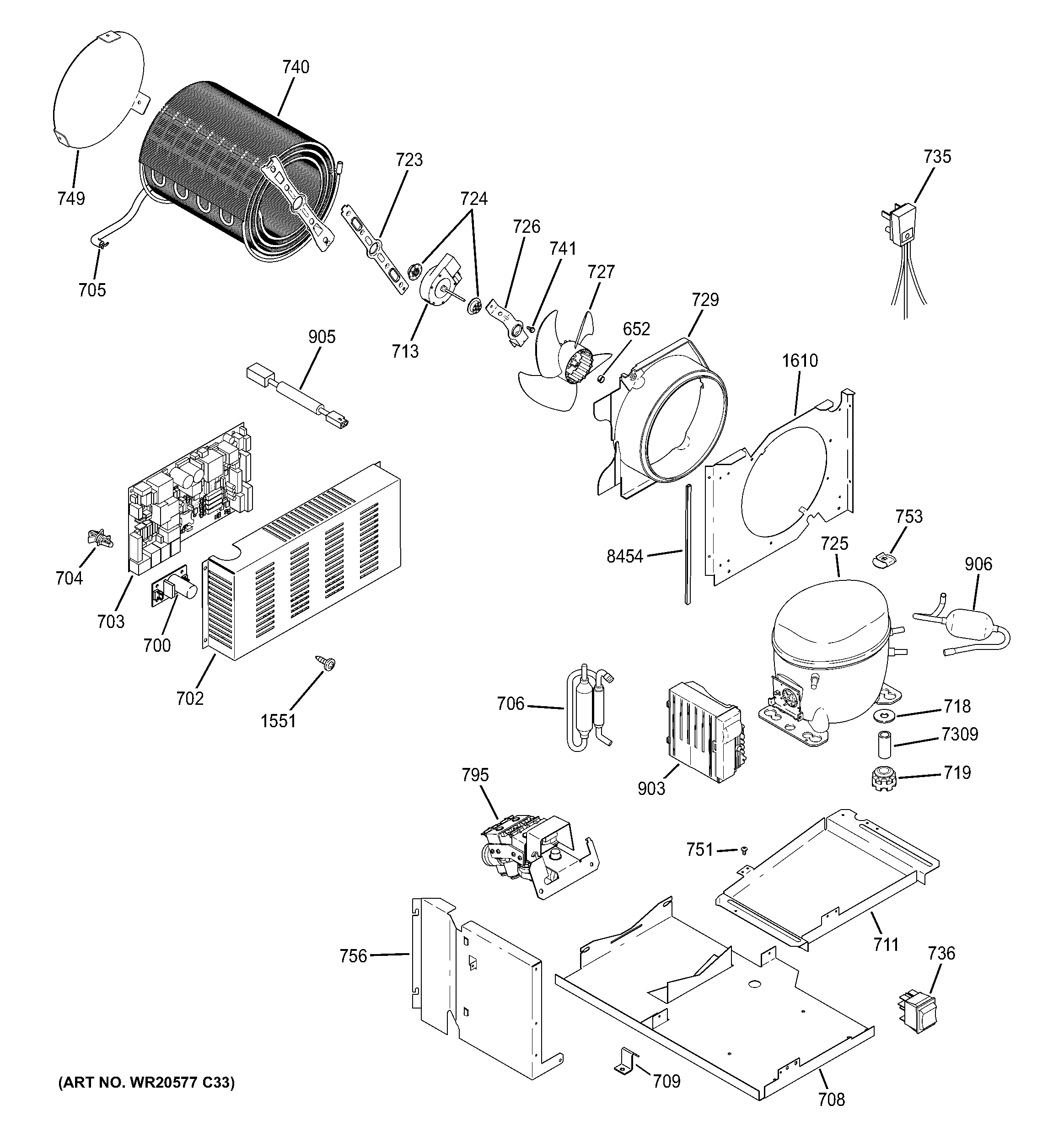 GE ZISS360DXASS sealed system & mother board diagram