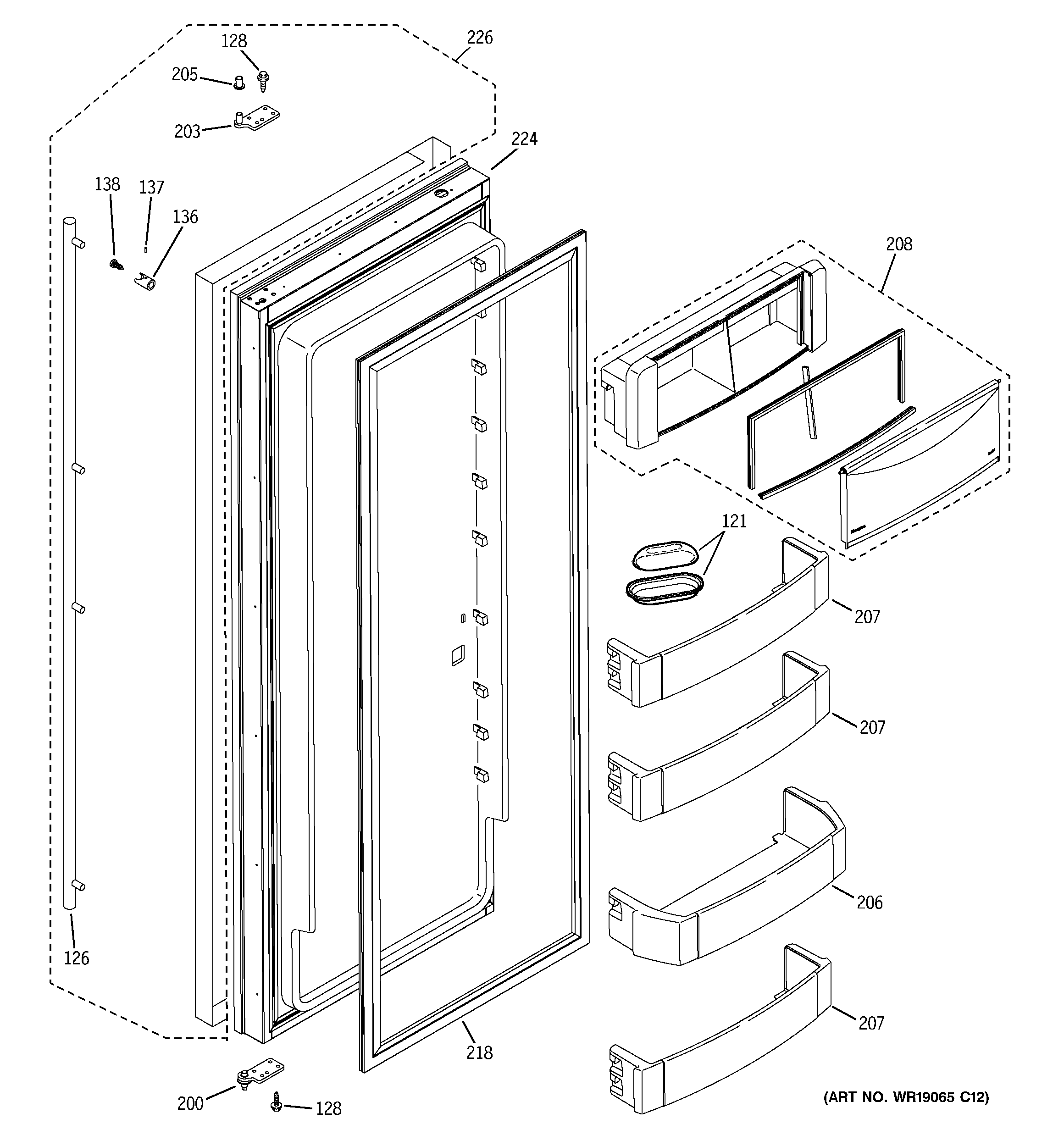 GE ZISS360DXASS fresh food door diagram
