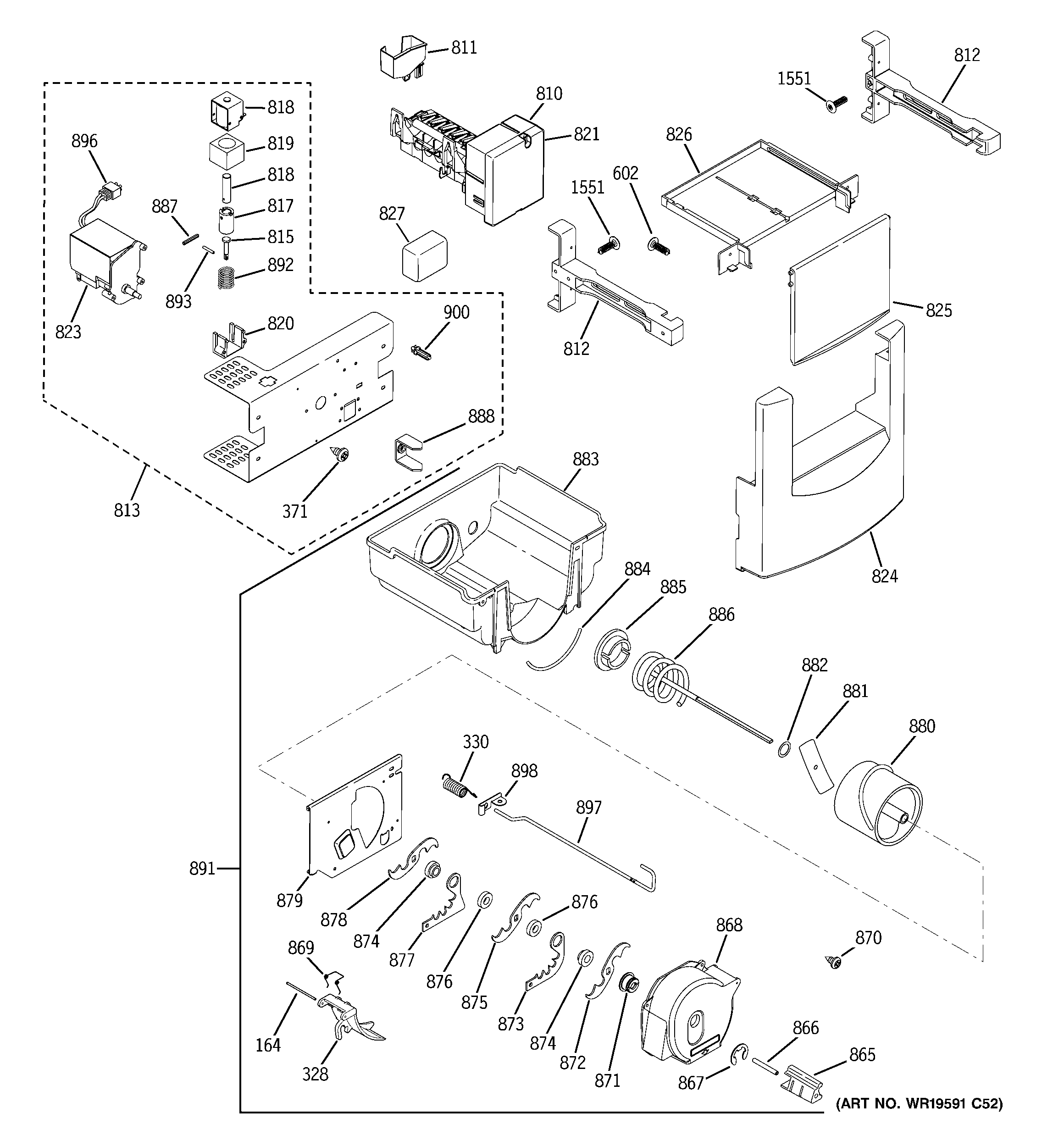 GE ZISS360DXASS ice maker & dispenser diagram