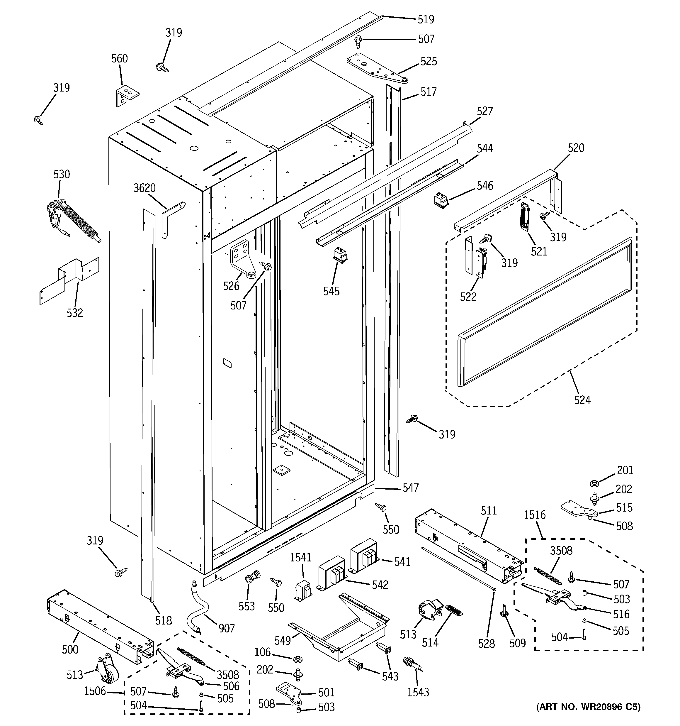 GE ZISS360DXASS case parts diagram