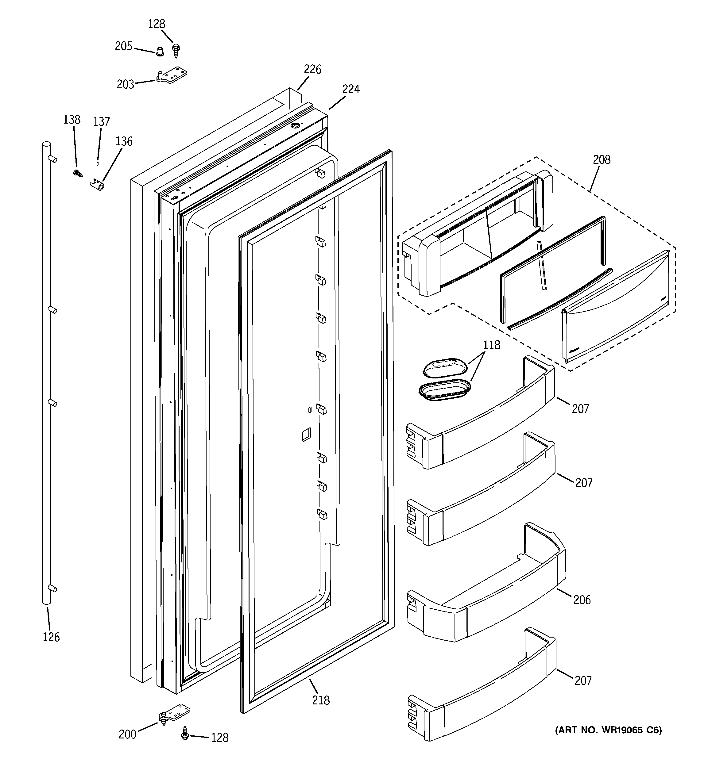 GE ZISS360NXASS fresh food door diagram