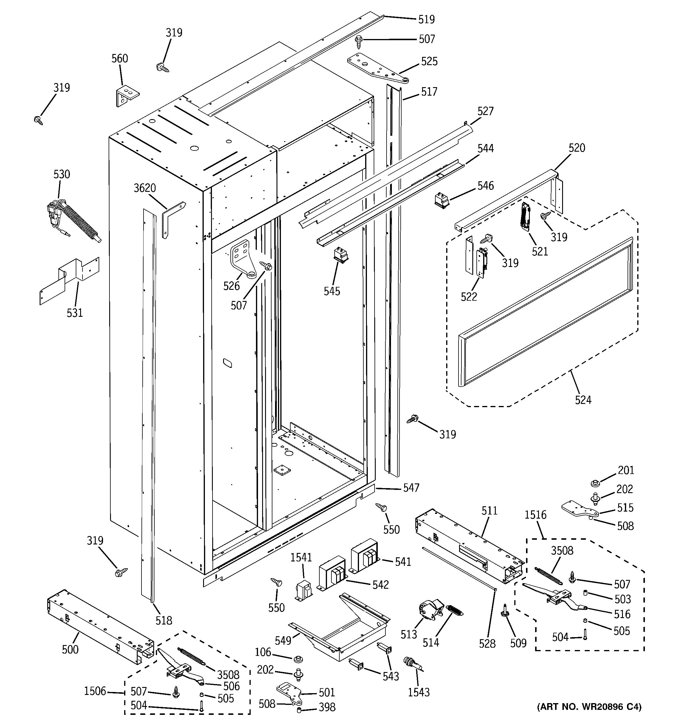 GE ZISS360NXASS case parts diagram