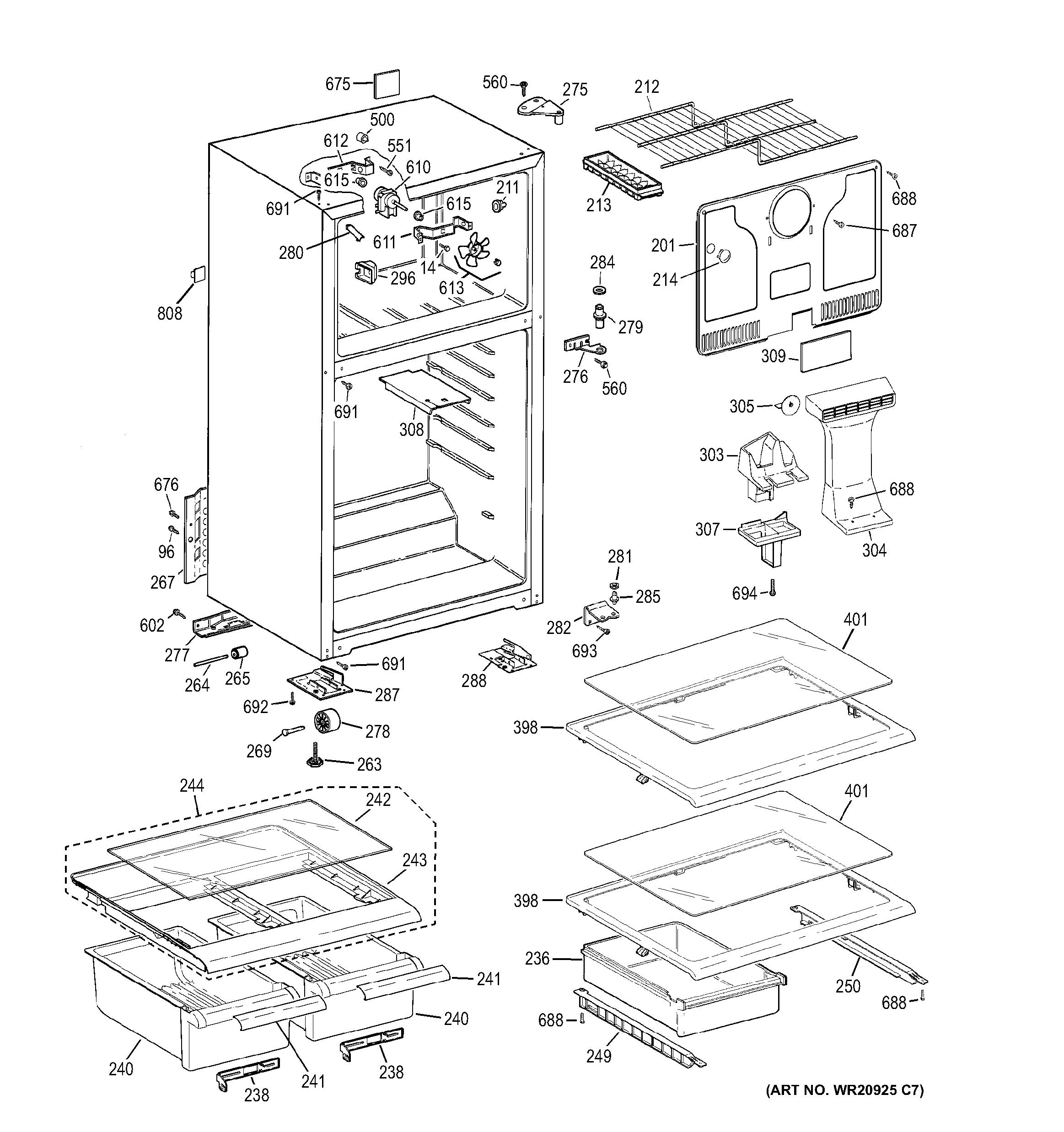 GE GTK17GBEDRBS cabinet diagram