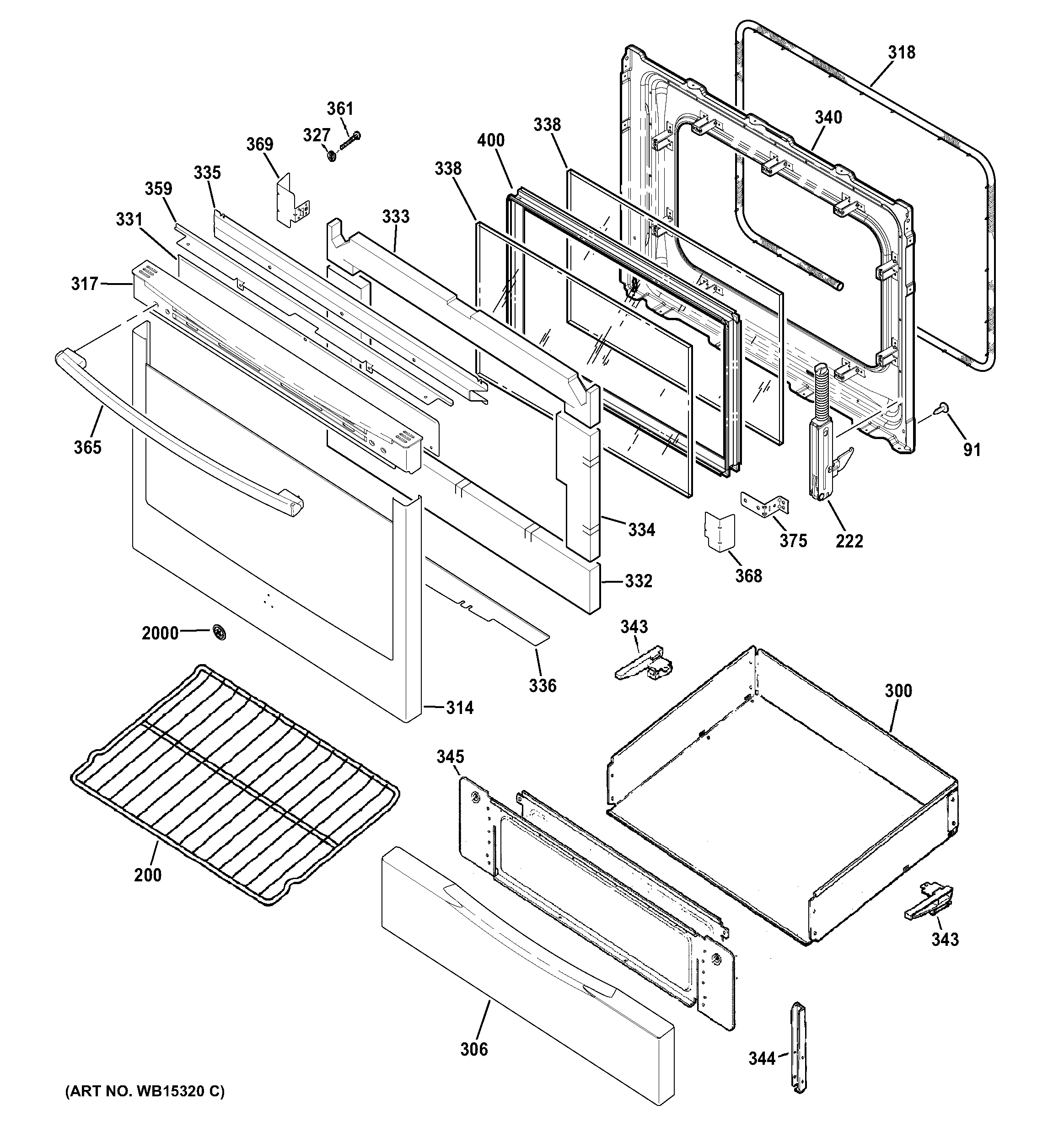 GE JGB770DEF1BB door & drawer parts diagram