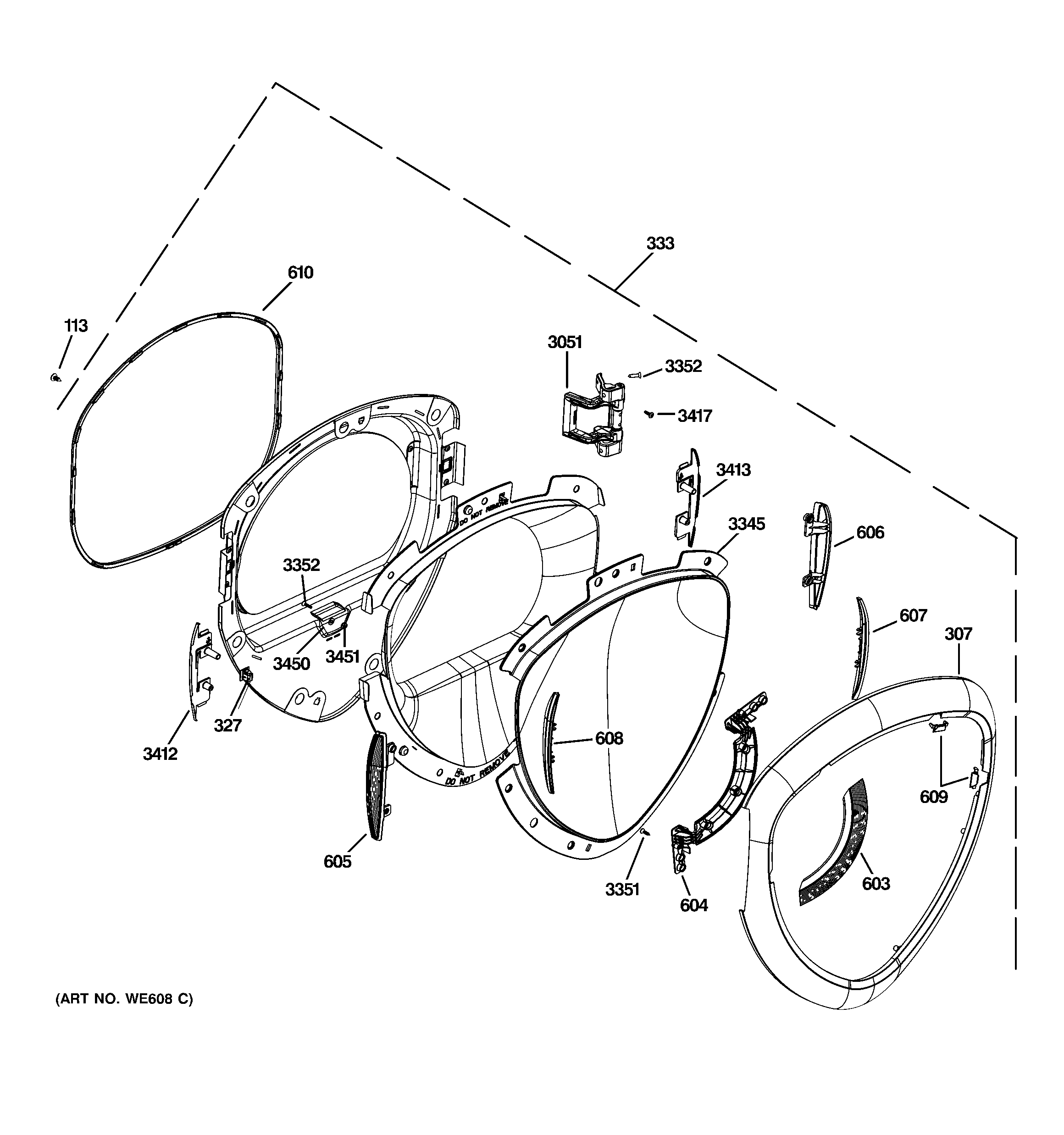 GE DPVH890EJ1MV door diagram