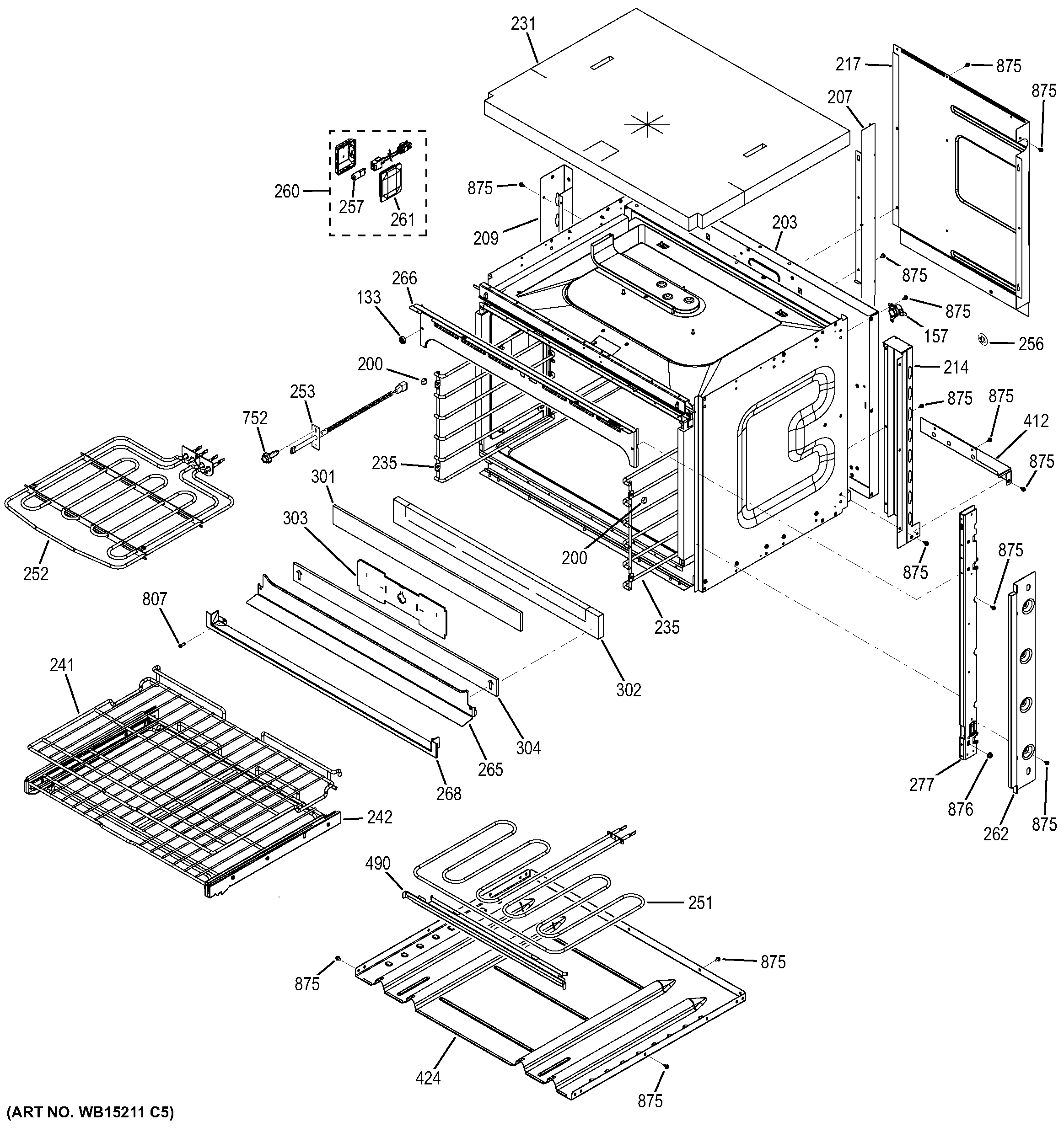 GE PK7000DF1BB body parts diagram