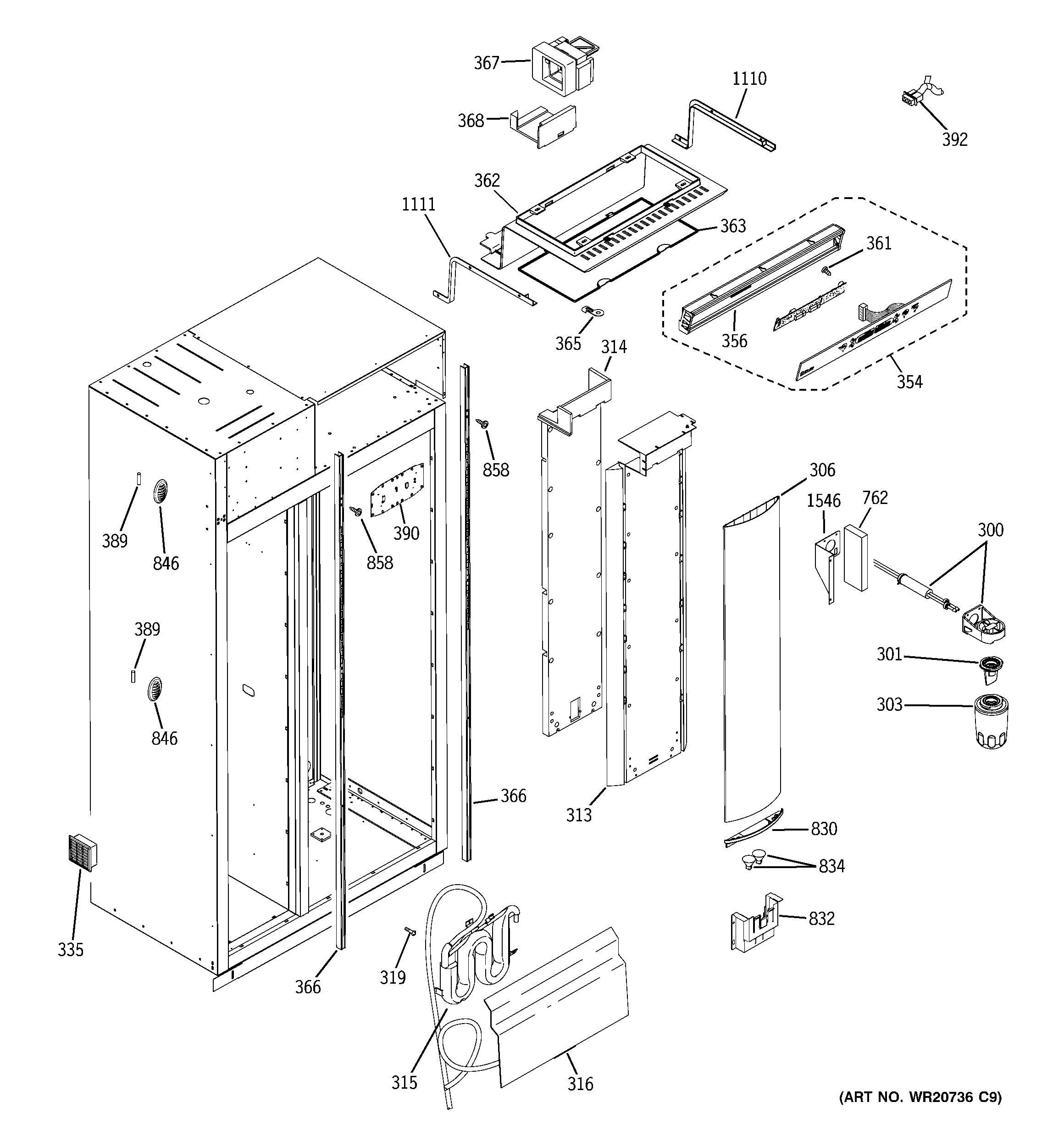 GE ZIS360NXB fresh food section diagram