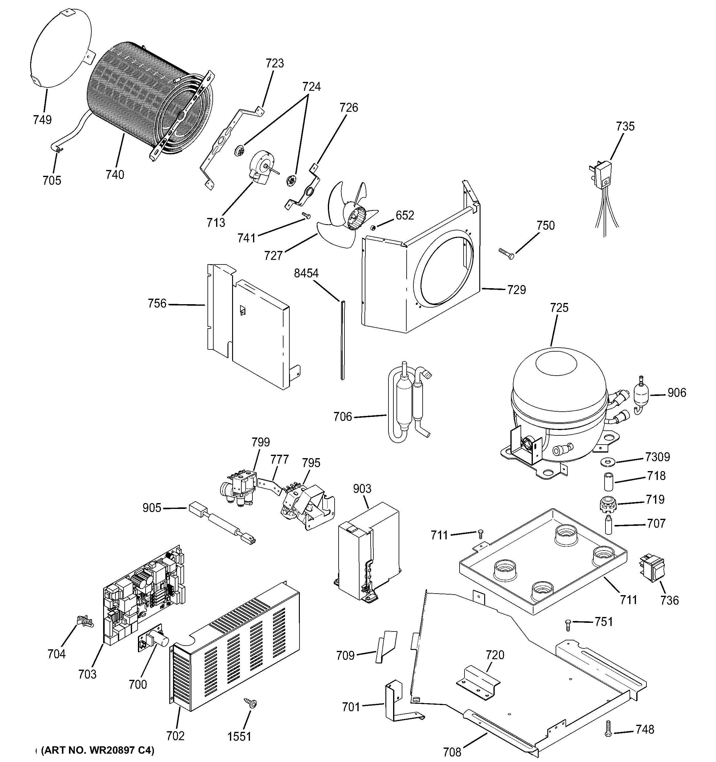 GE ZIS480NXA machine compartment diagram