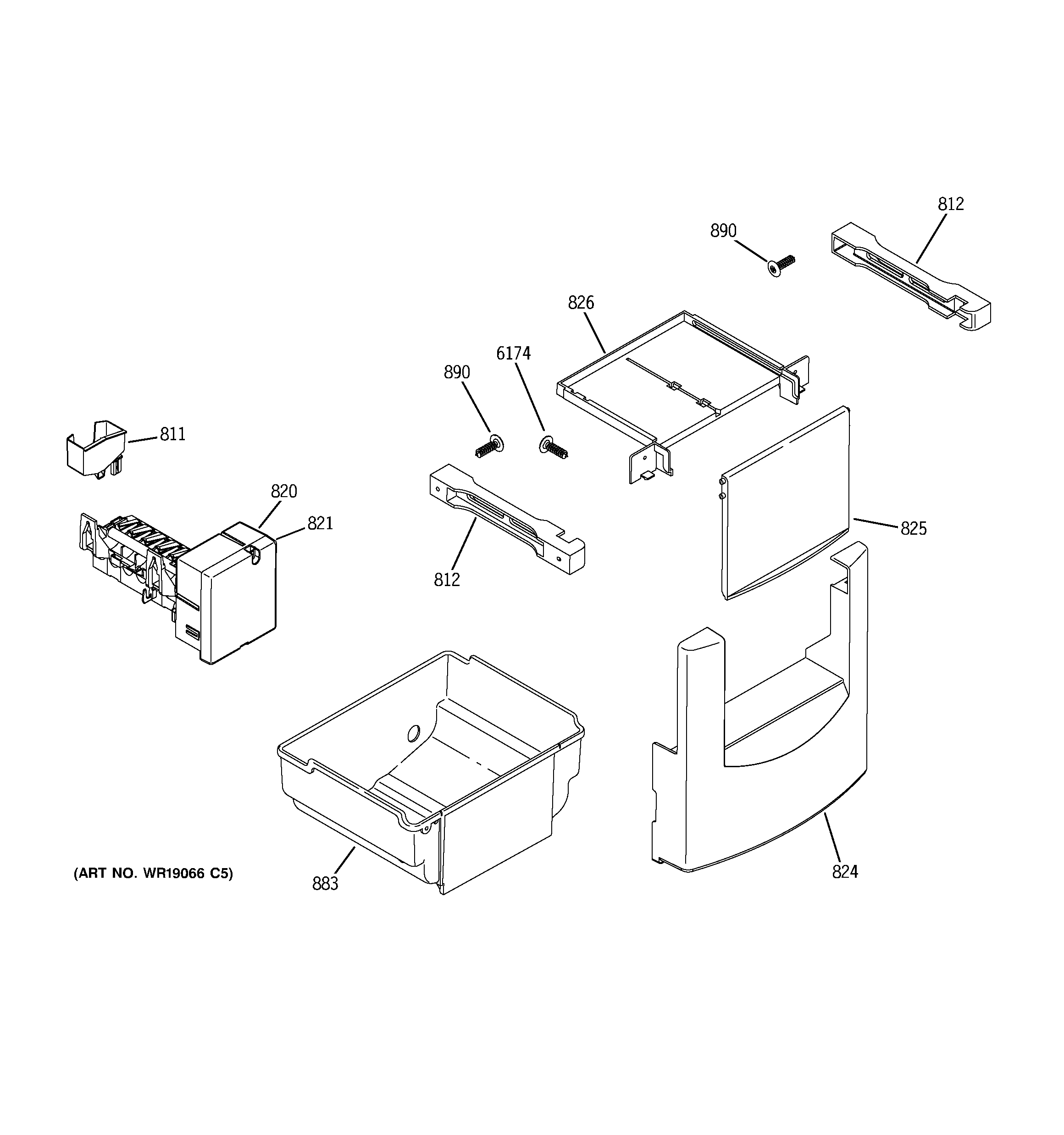 GE ZIS480NXA ice maker & dispenser diagram