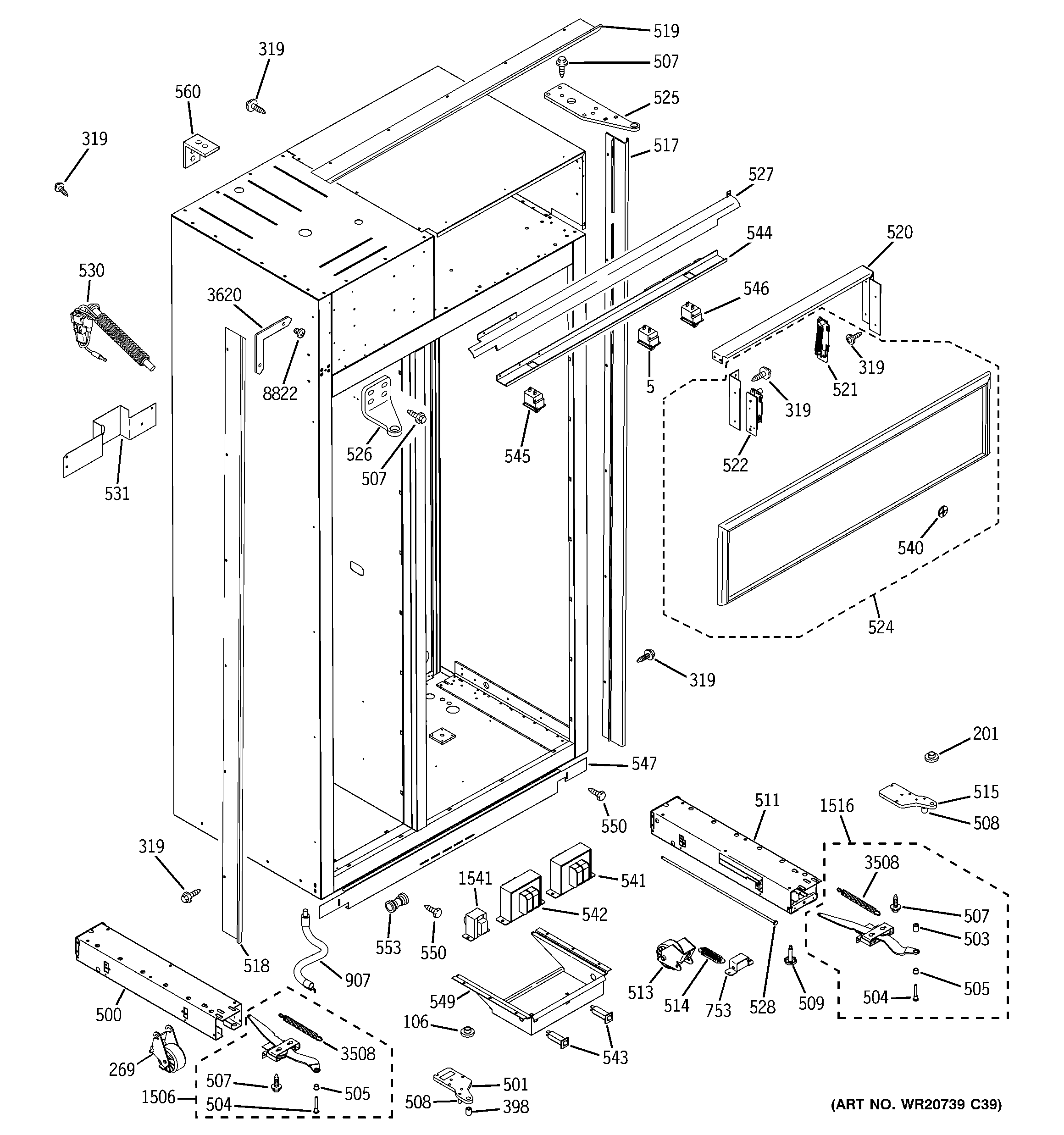 GE ZISB420DXA case parts diagram