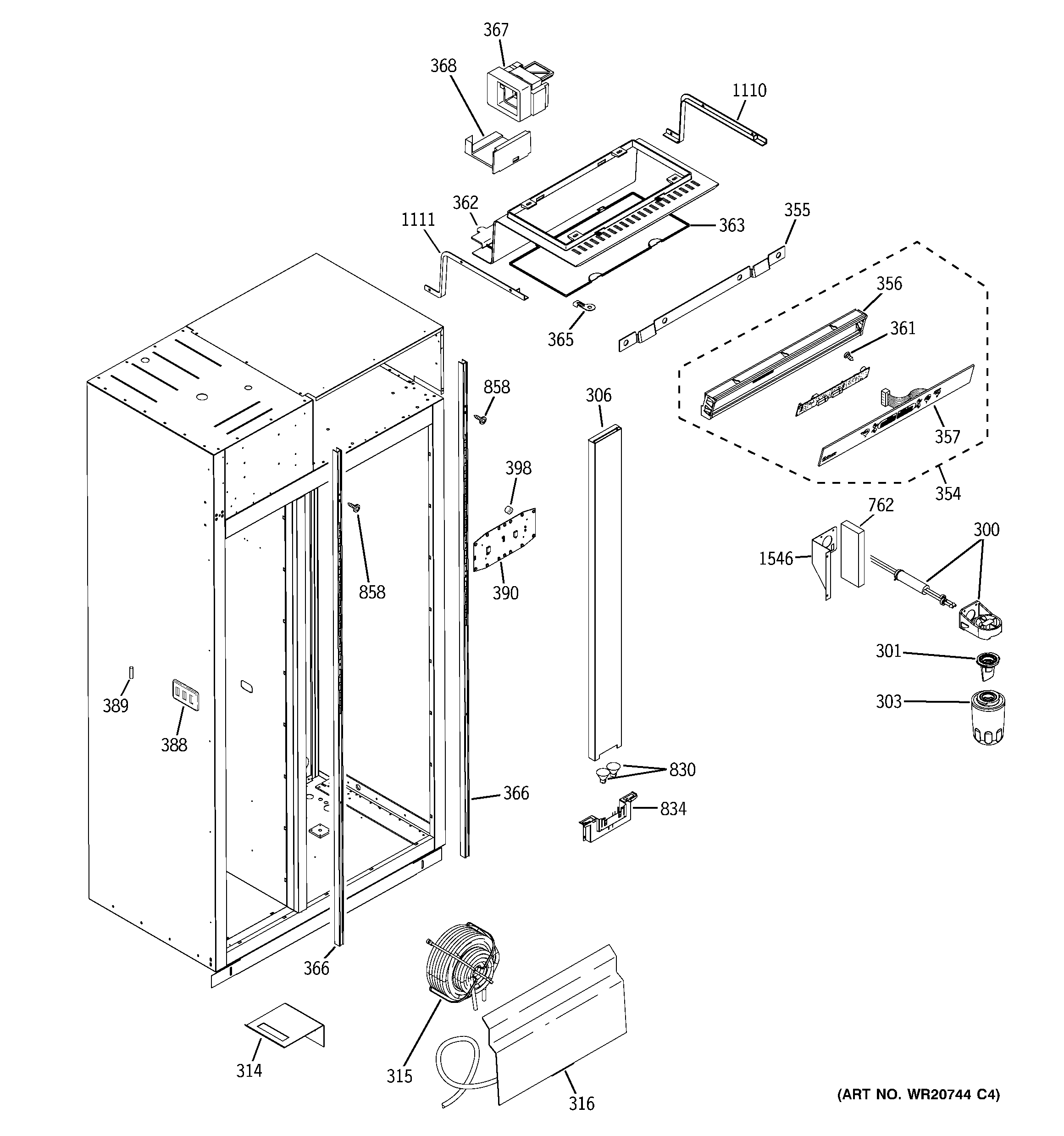GE ZISB480DXA fresh food section diagram