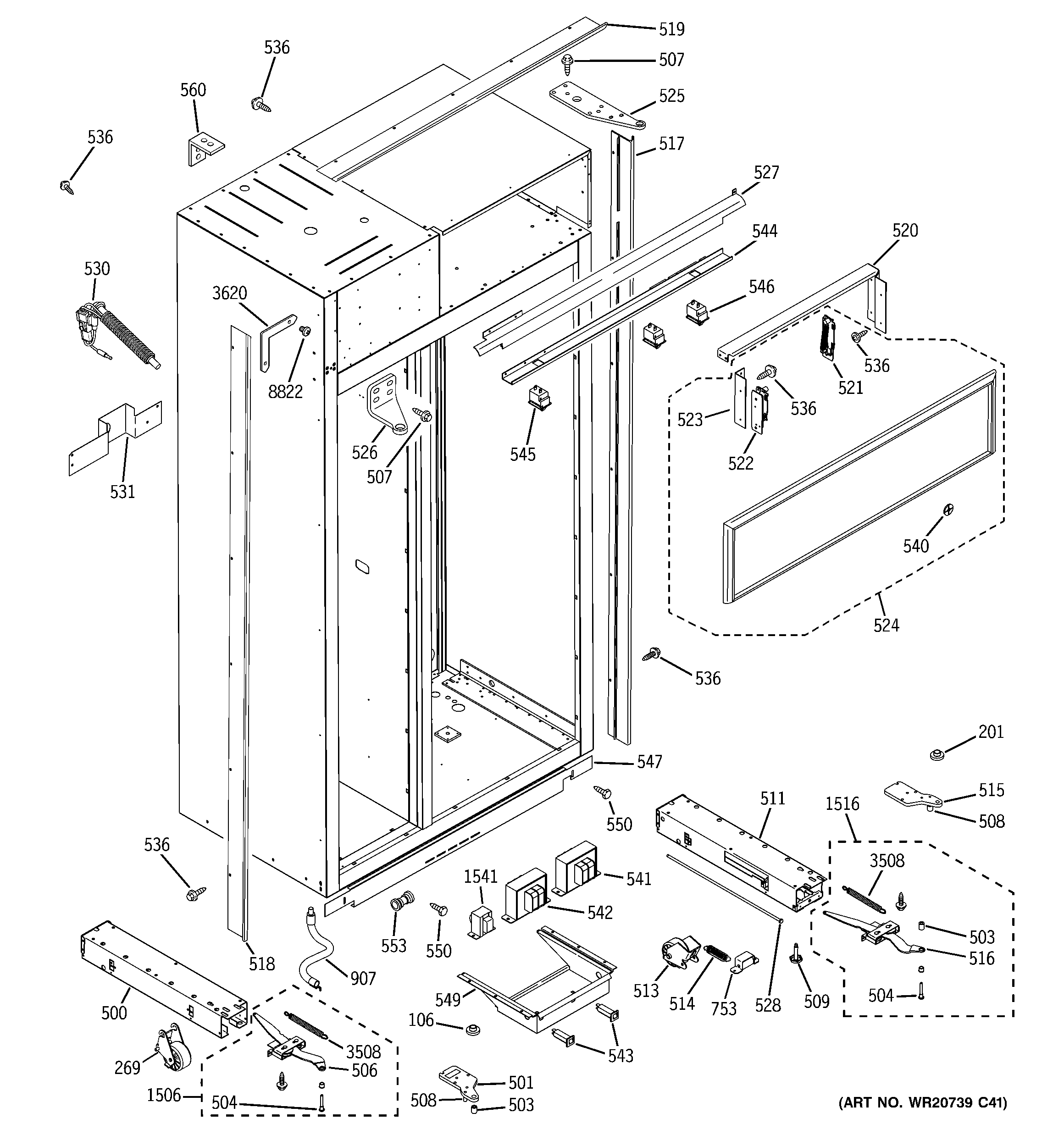 GE ZISB480DXA case parts diagram