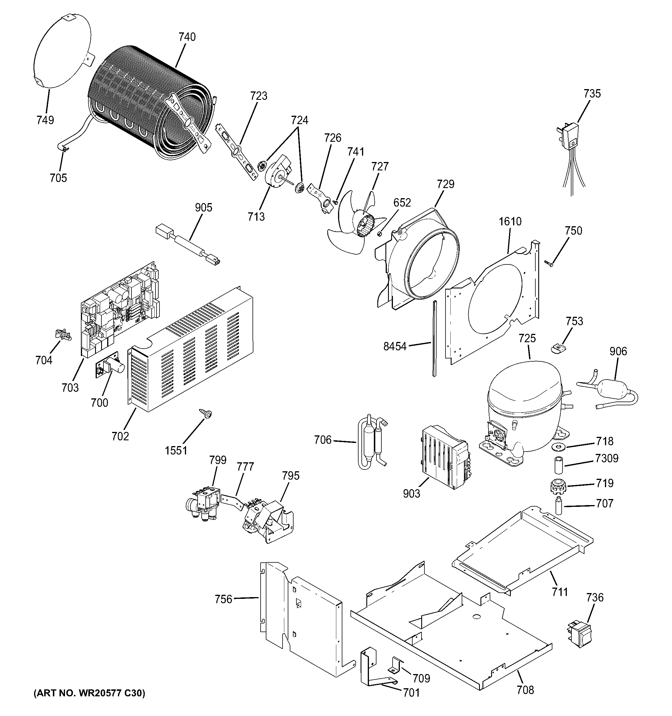 GE ZISP420DXBSS machine compartment diagram