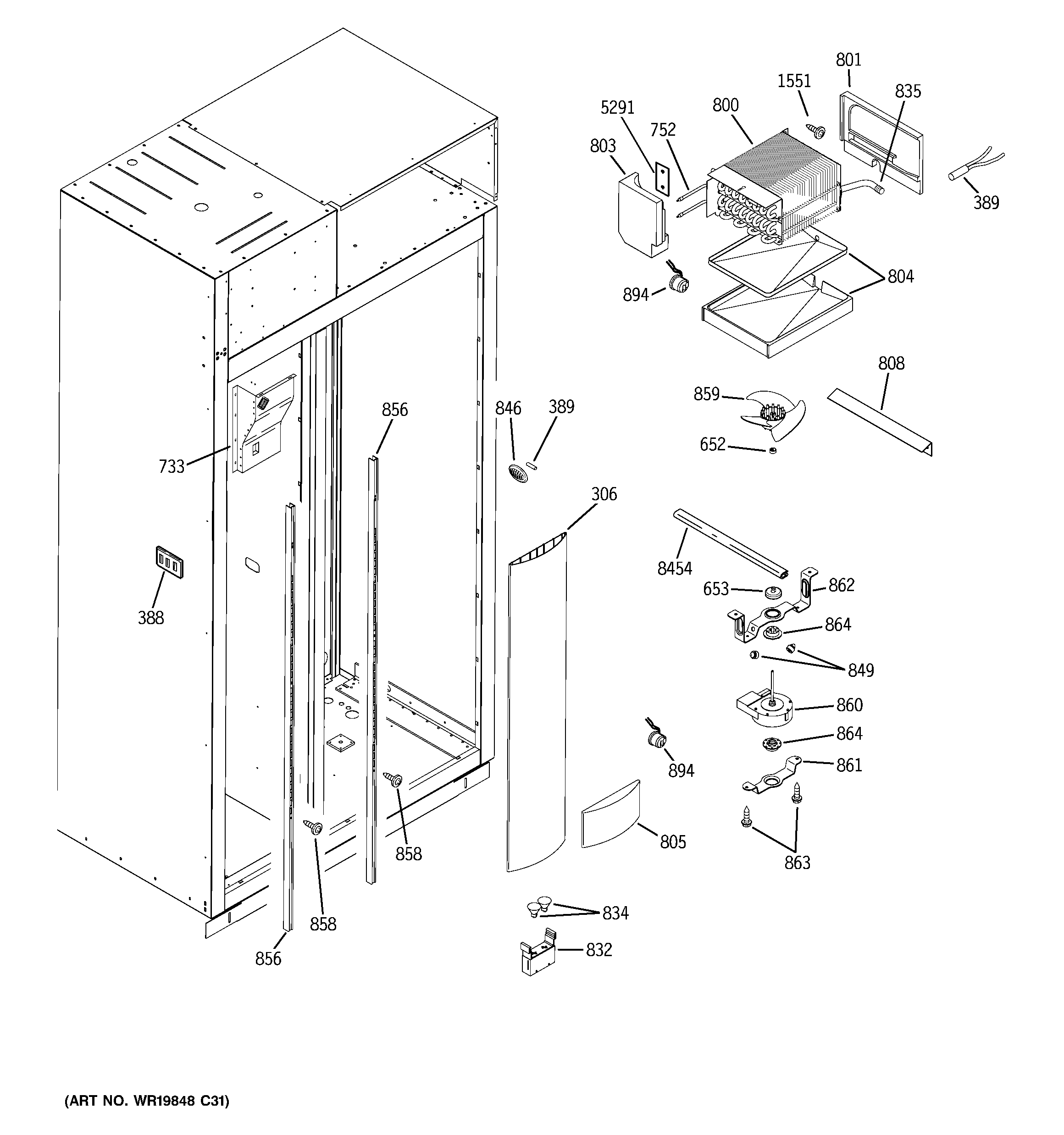 GE ZISP420DXBSS freezer section diagram