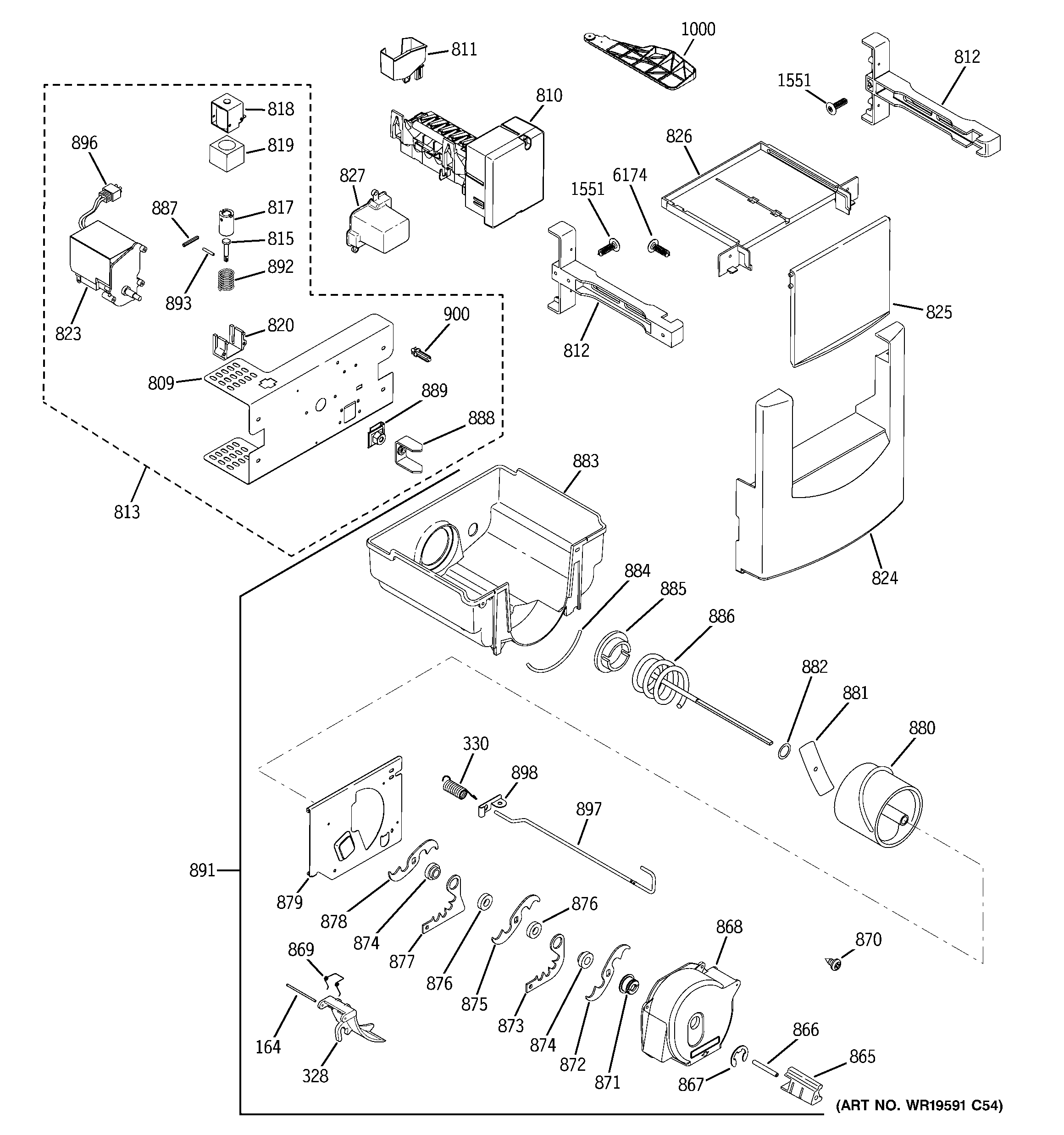 GE ZISP420DXBSS ice maker & dispenser diagram