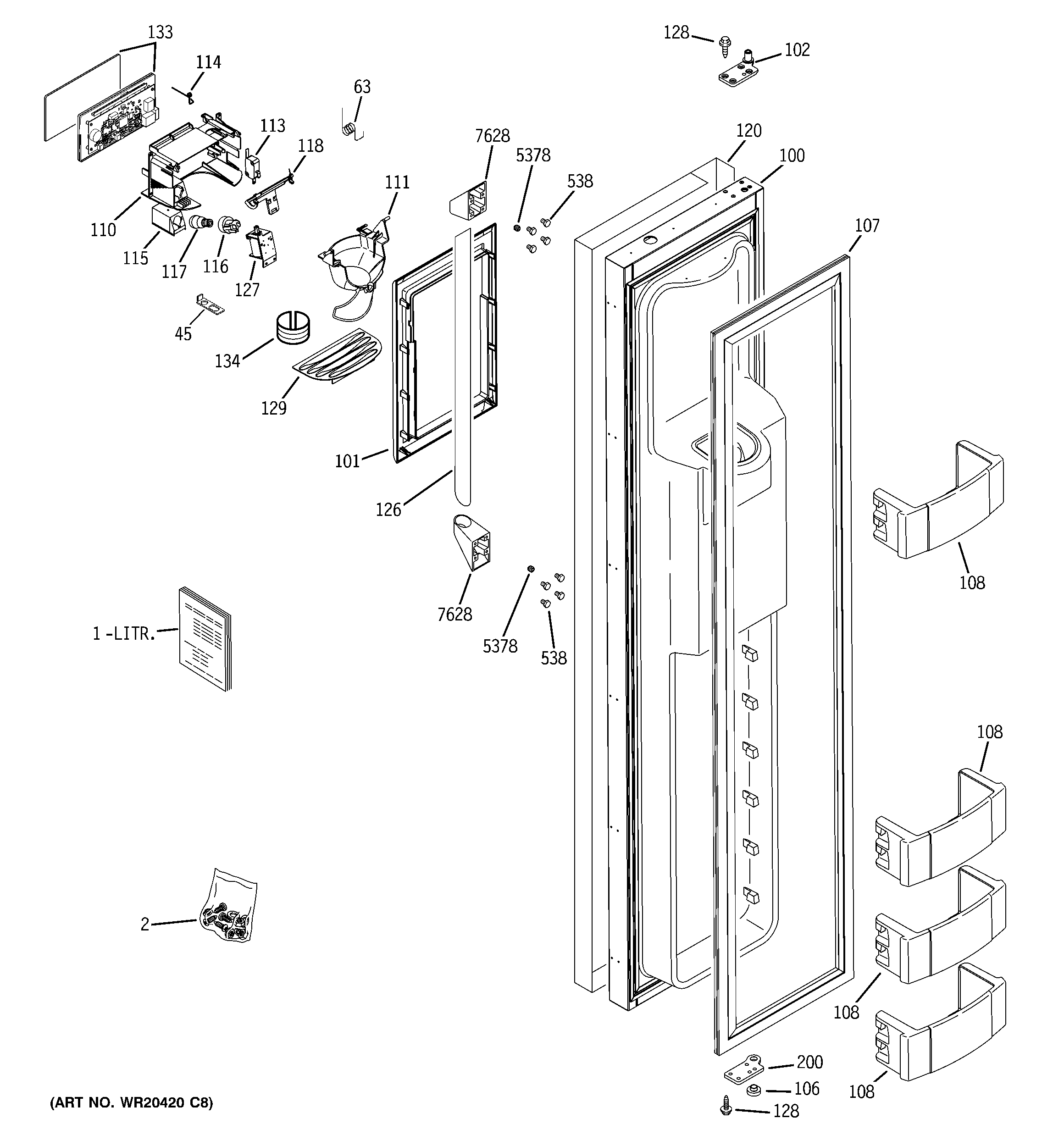 GE ZISP480DXBSS freezer door diagram