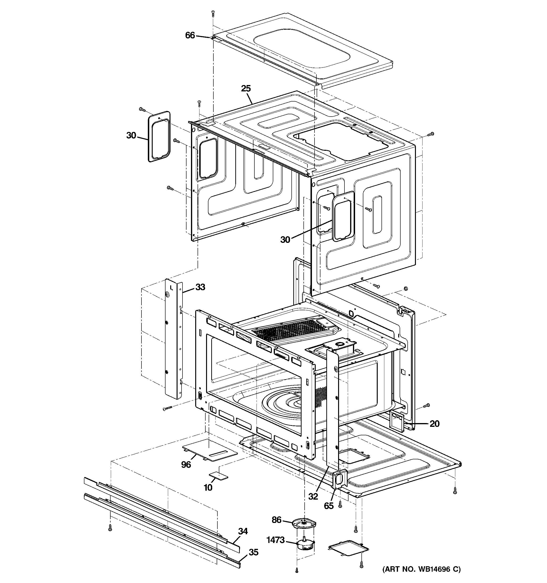 GE ZSC1202NSS01 oven cavity parts diagram
